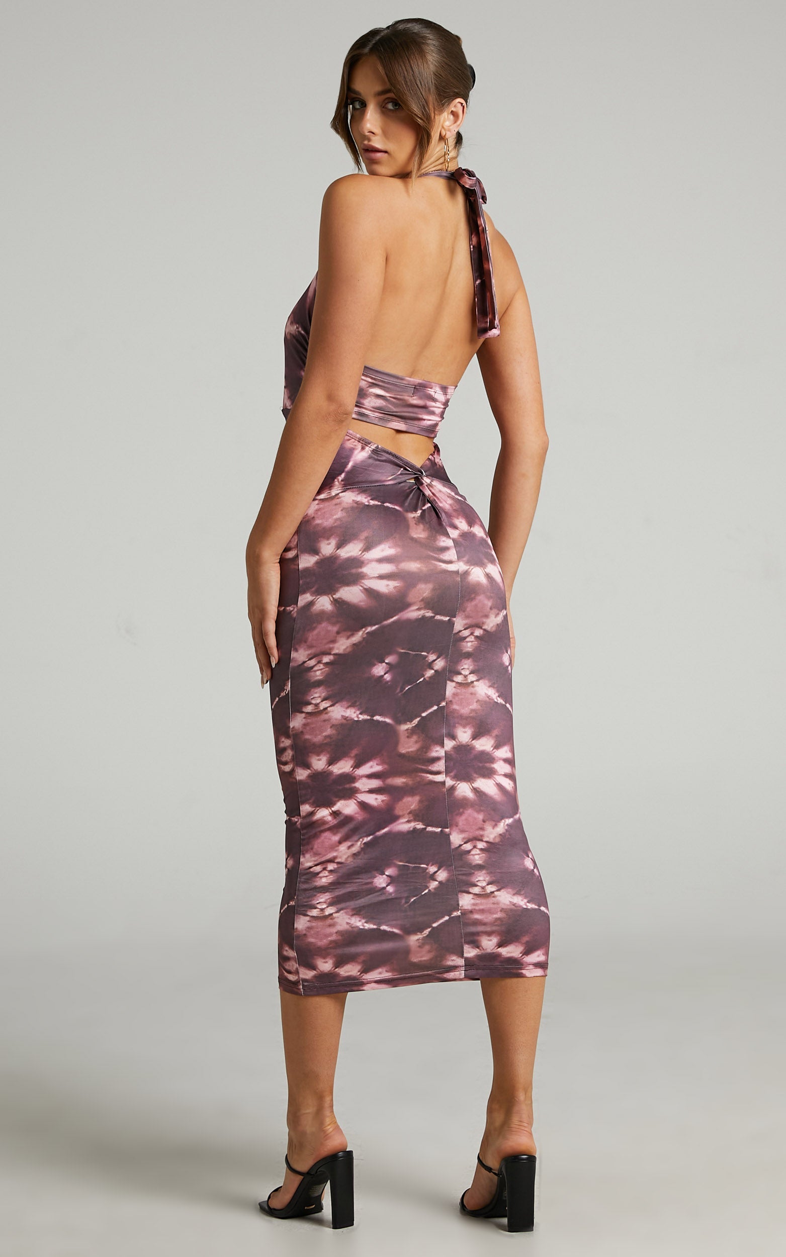 Agatchia Midi Dress - Tie-Dye Halterneck Dress in Multi