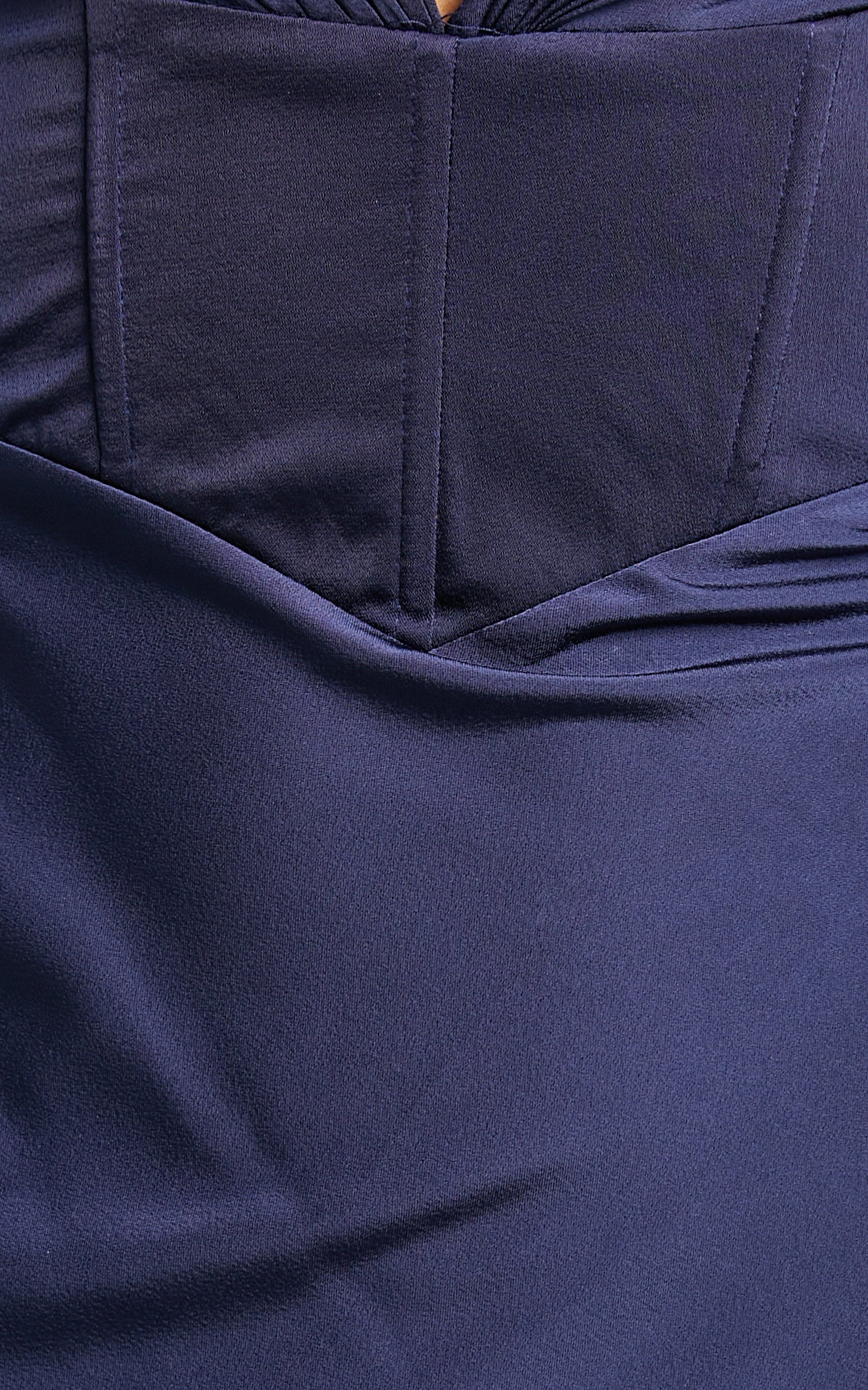 Agnus Halter Neck Tie Up Back Maxi Dress in Navy Satin