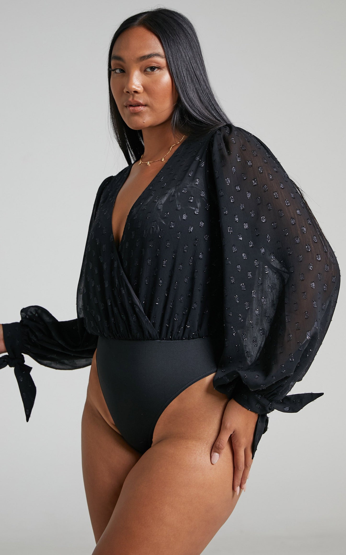 Agustha Bodysuit - Wrap Front Bodysuit in Black