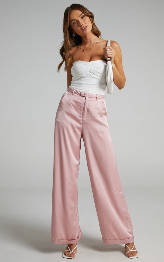 Ailbe Pants in Blush Satin