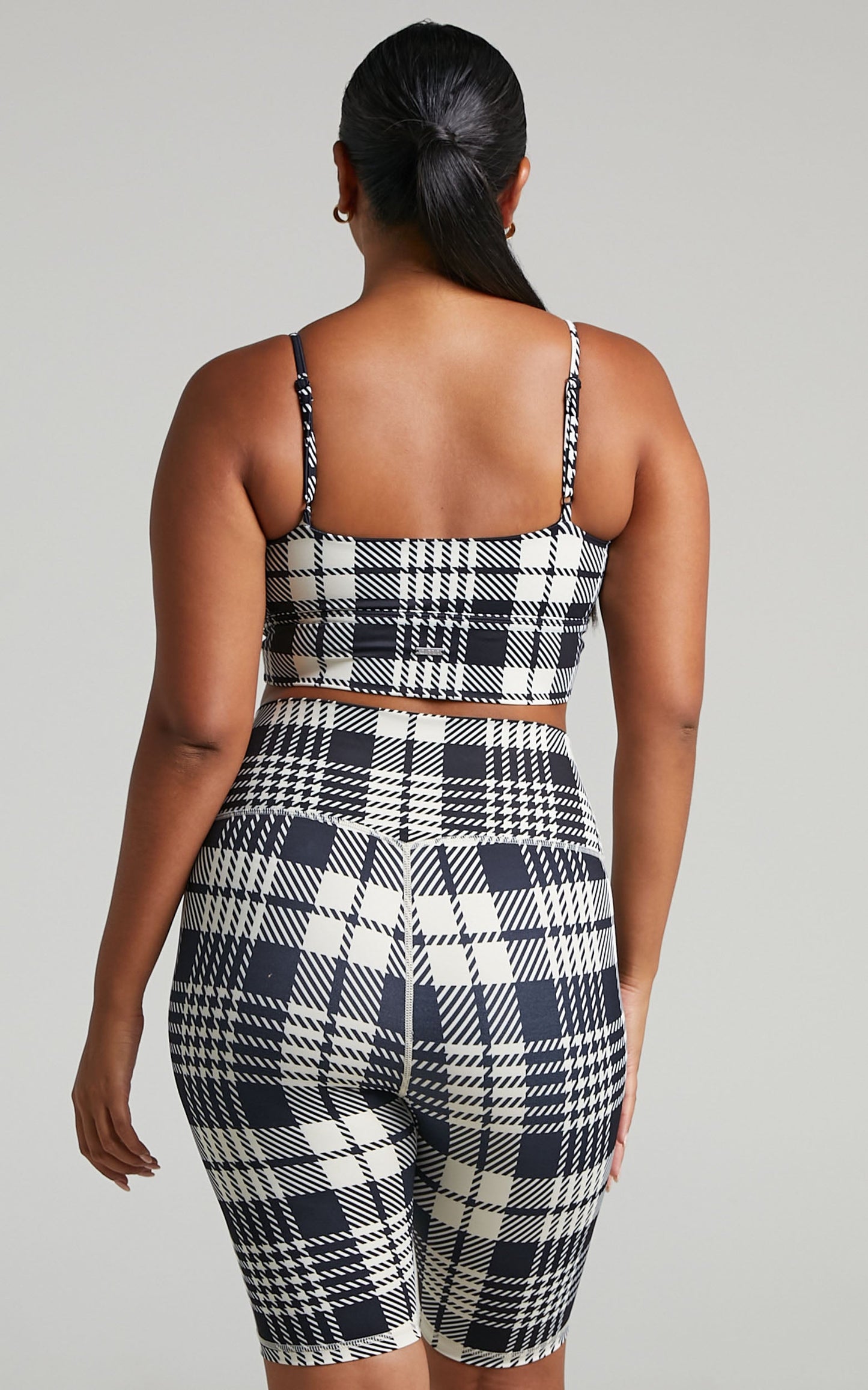 Aim'n - Plaid Check V Strap Bra in Black