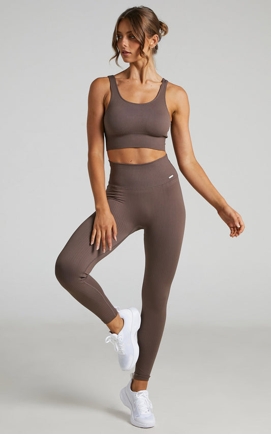 Aim'n - RIBBED SEAMLESS TIGHTS in MACCHIATO