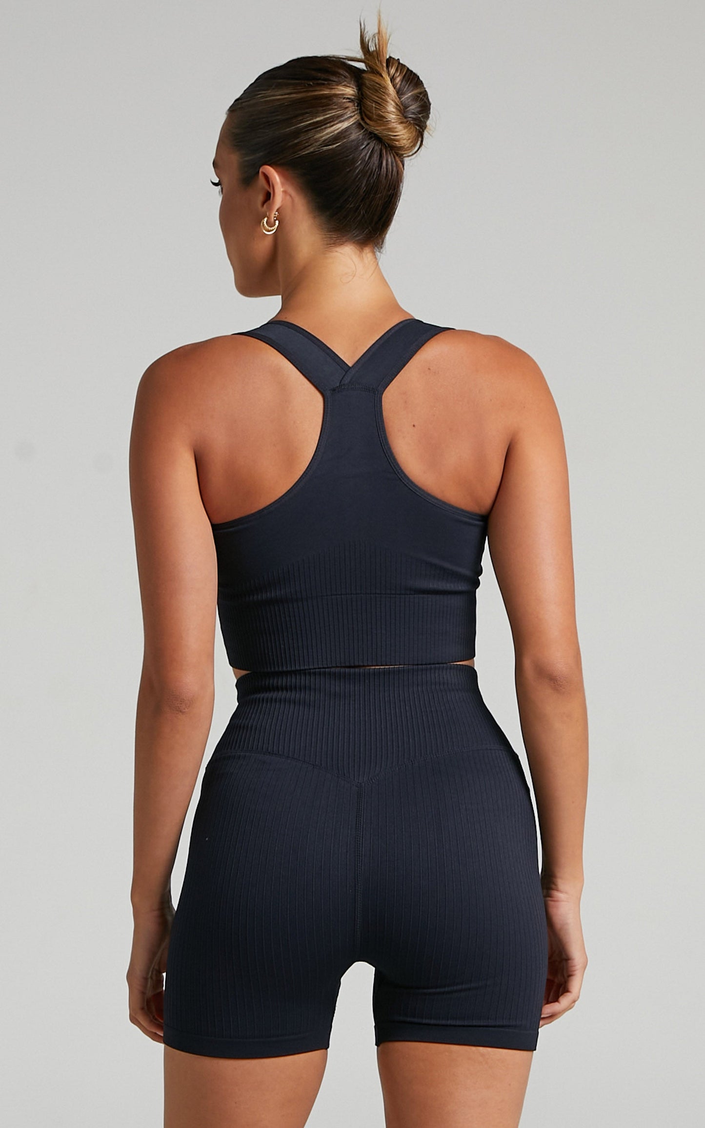 Aim'n - RIBBED MIDI BIKER SHORTS in Black