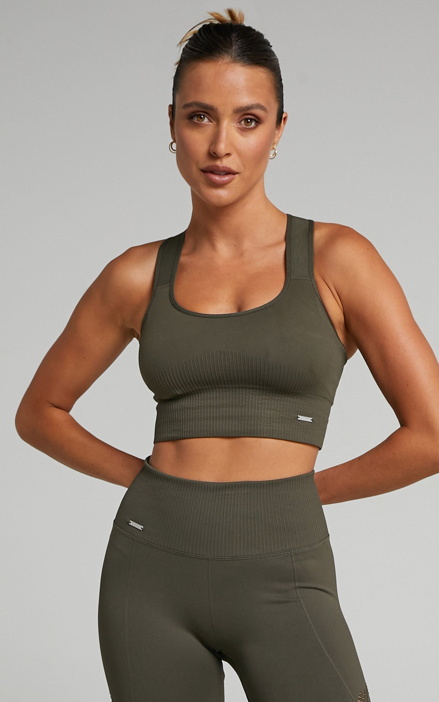 Aim'n - HIGH SUPPORT RIBBED BRA in Khaki