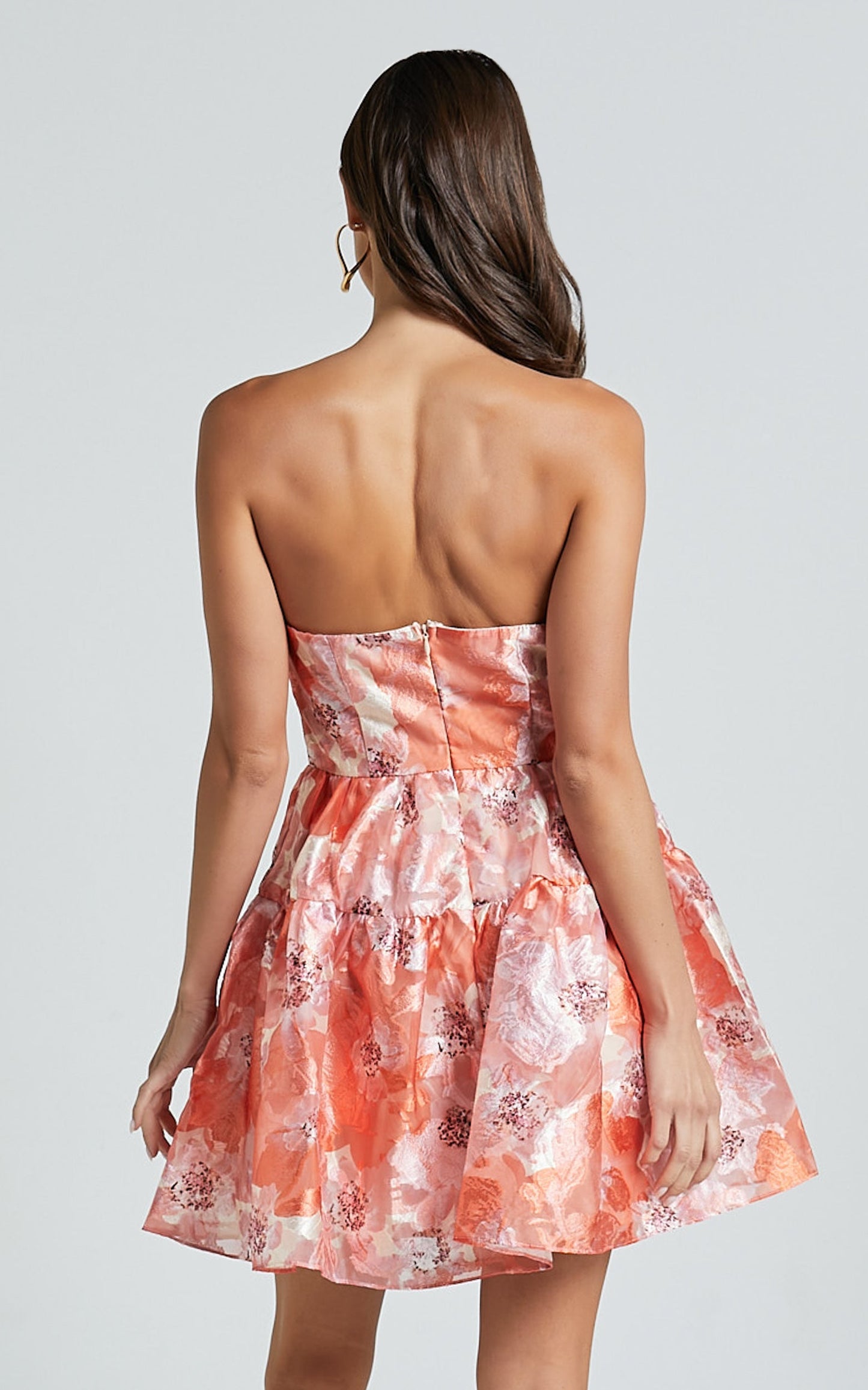 Alanna Mini Dress - Strapless Tiered Dress in Orange
