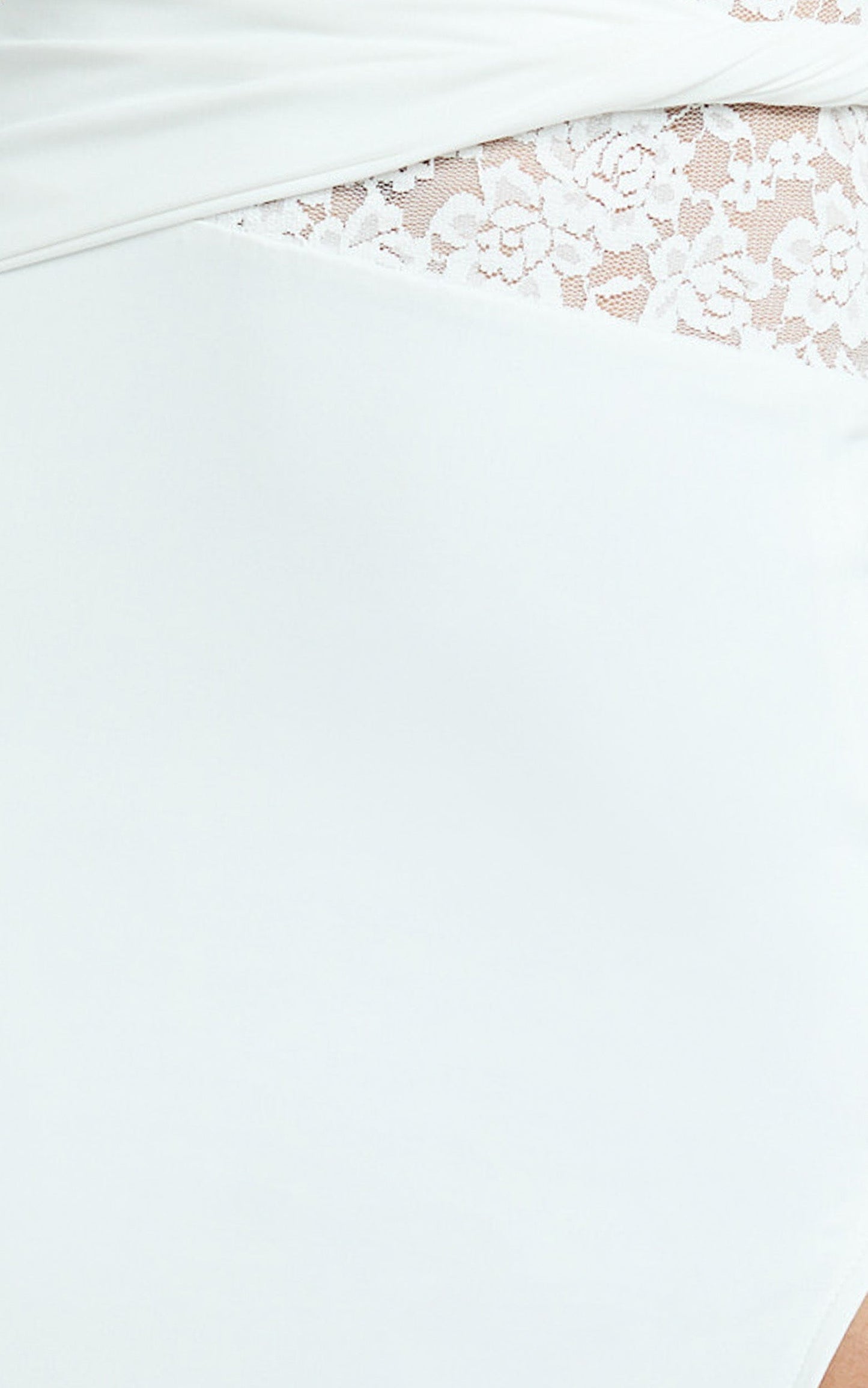 Alberta Maxi Dress - Spliced Sheer Lace Column Dress in White