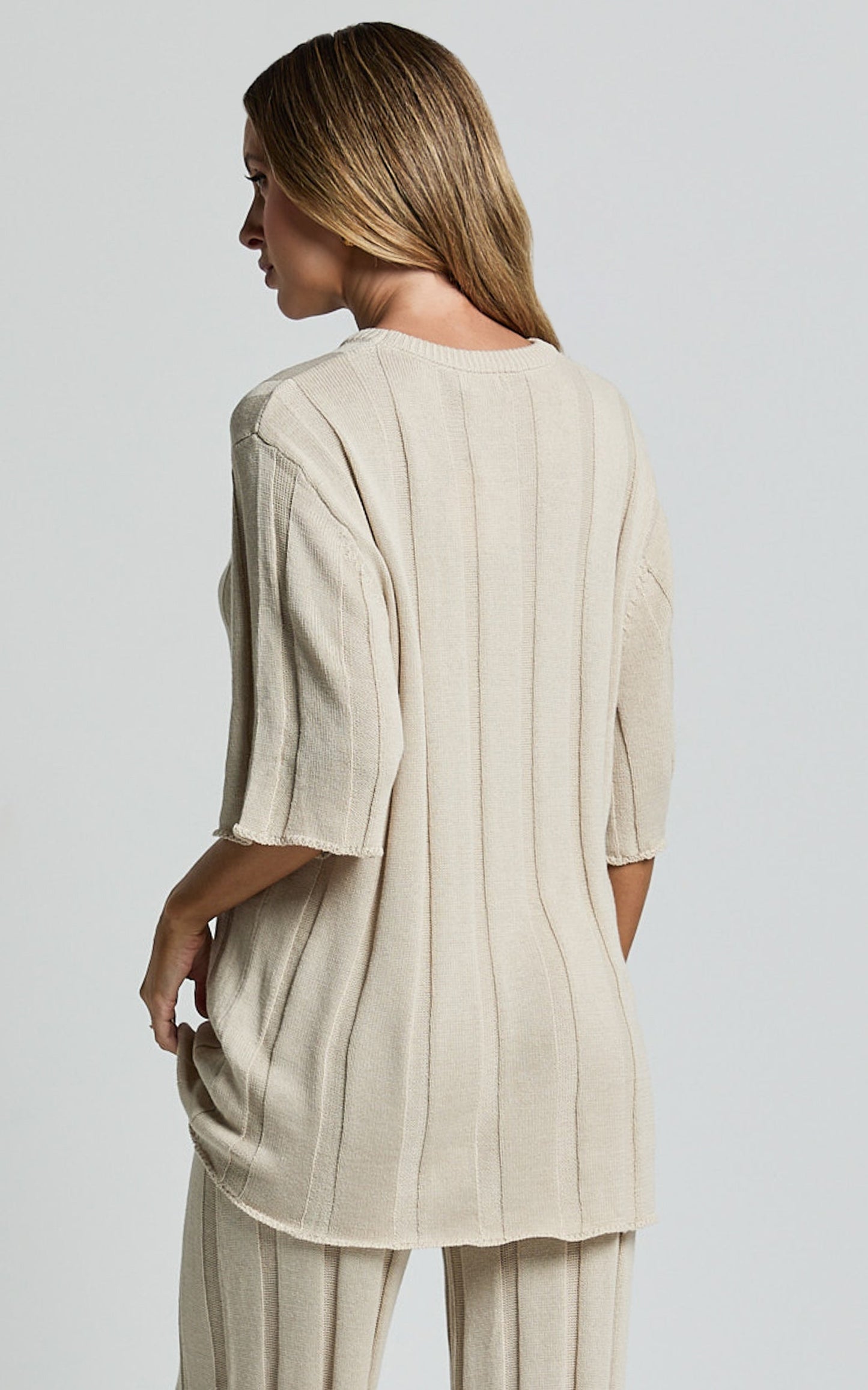 Alda Top - Oversized Relaxed Crew Neck Knit Top in Cream