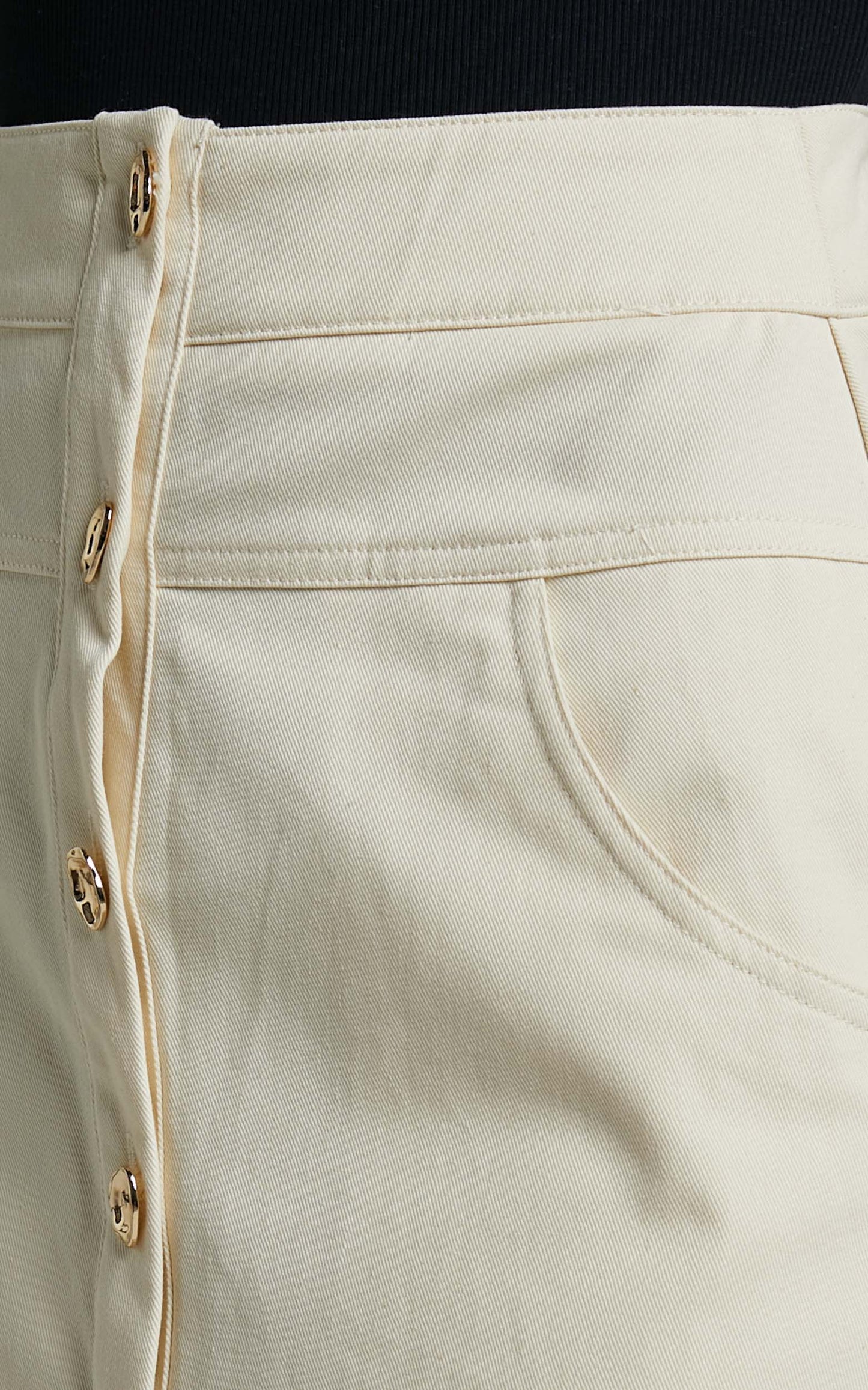 Alesana Mini Skirt - Button Through A-line Skirt in Cream