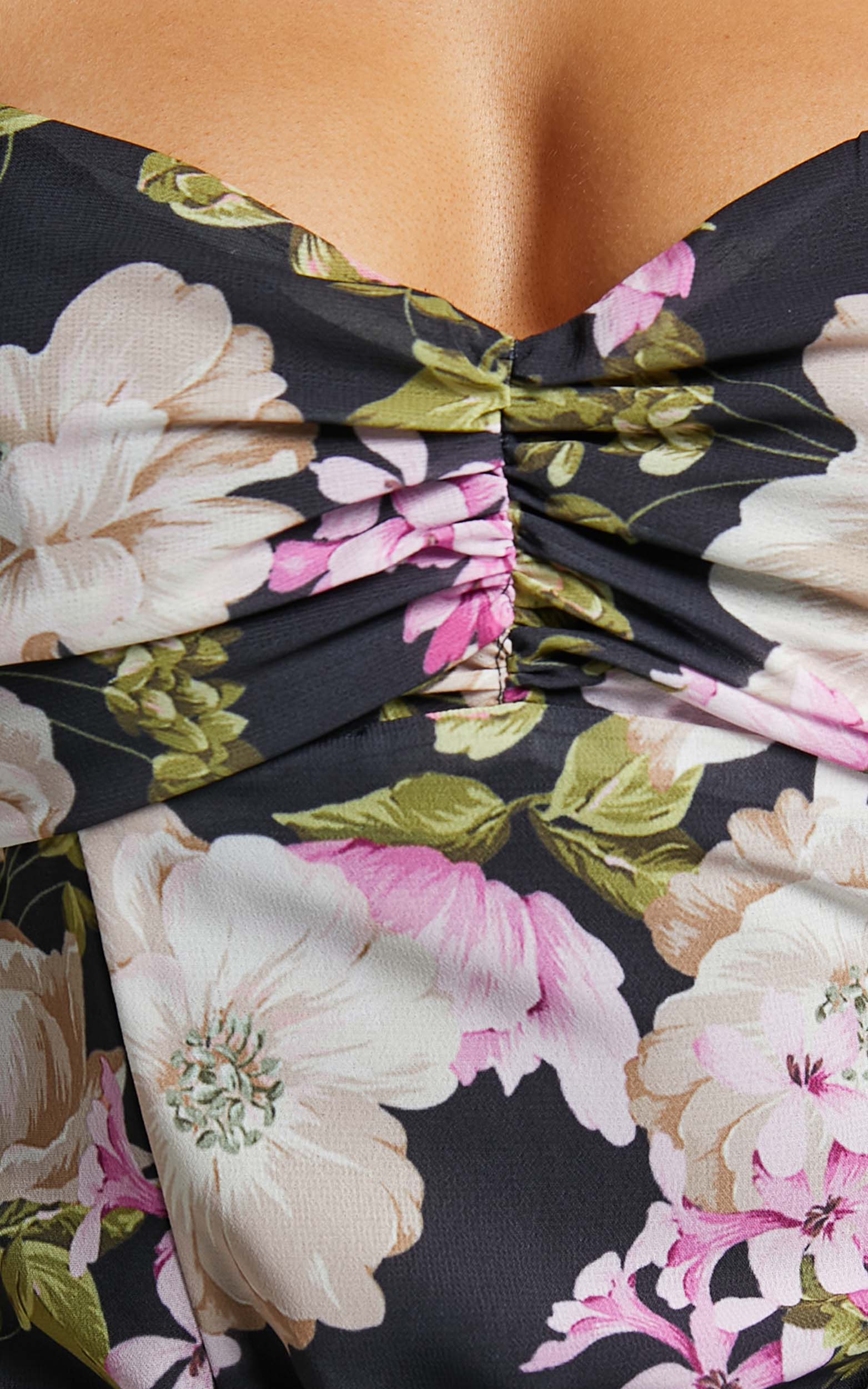 Alex Bodysuit - Short Puff Sleeve Bodysuit in Midnight Floral