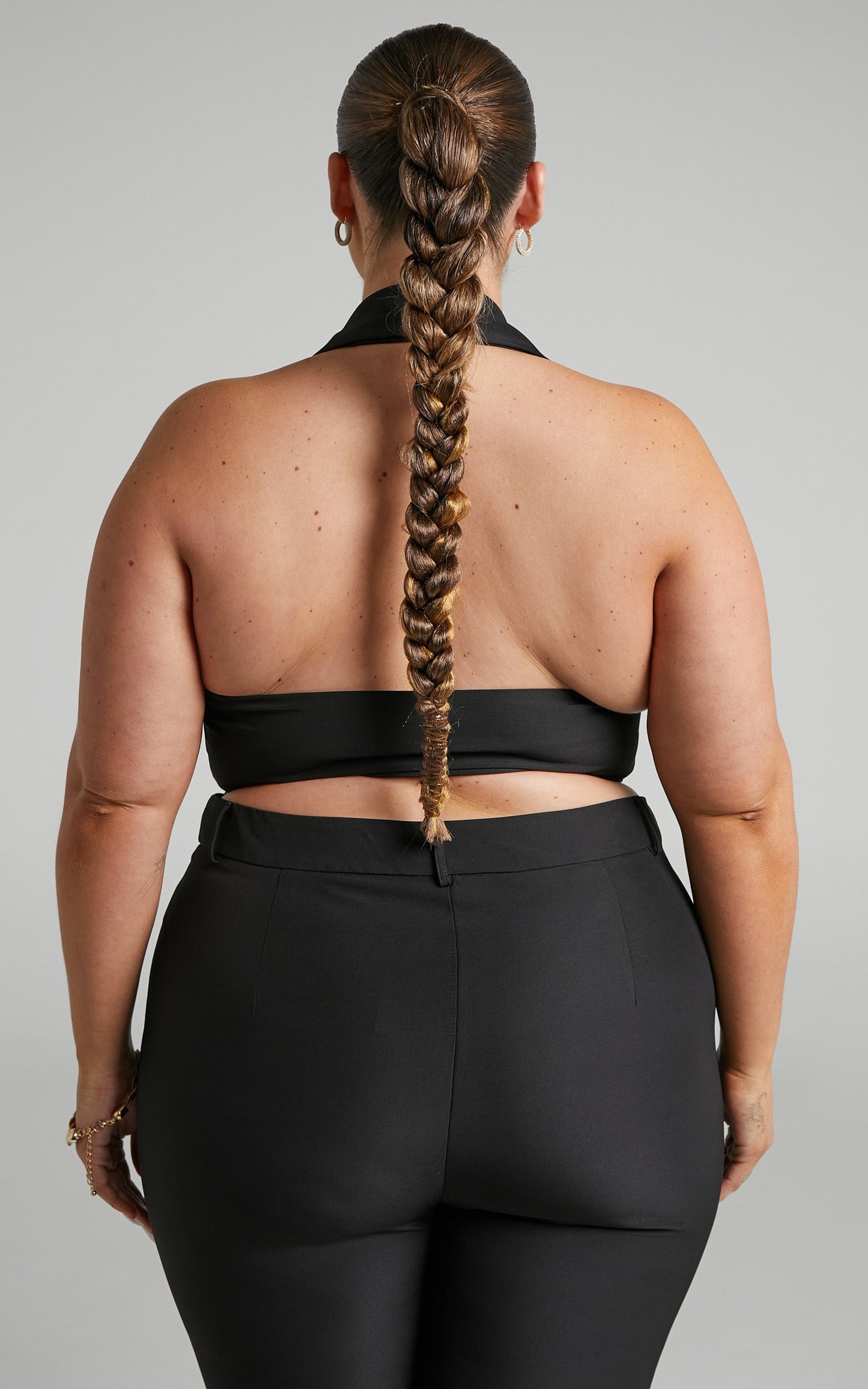 Alexandria Top - Collared Halter Crop Top in Black