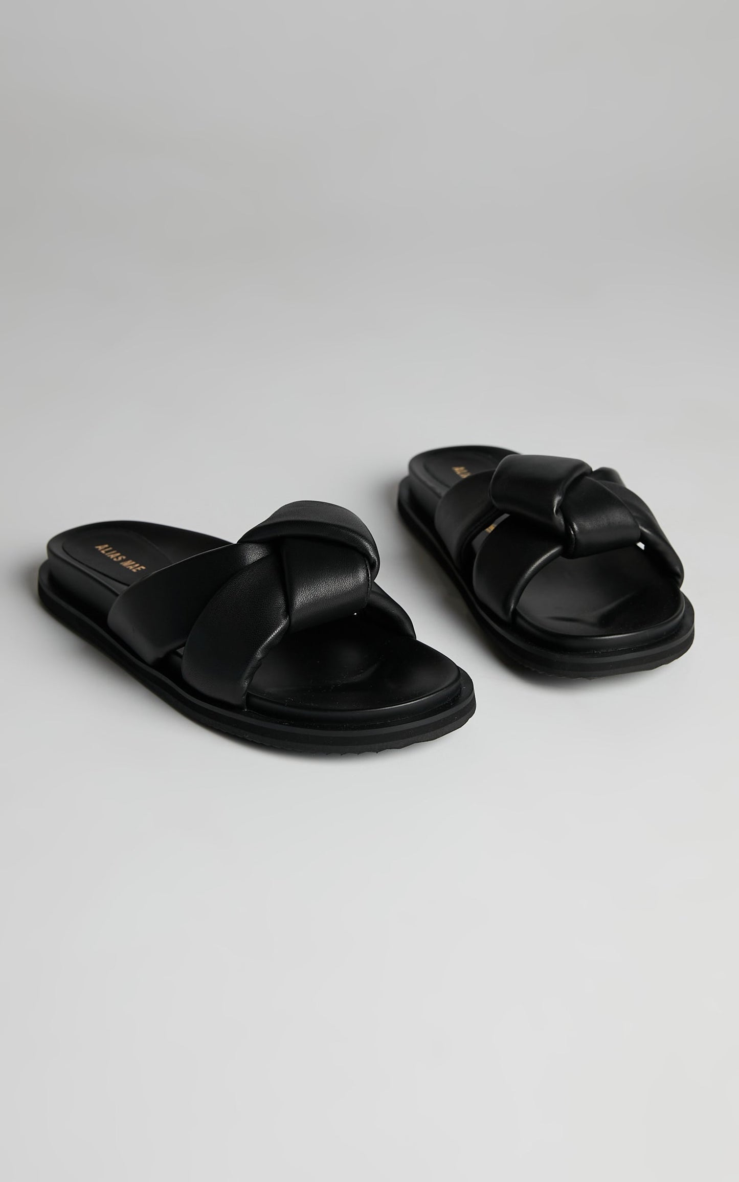 Alias Mae - Sofia Slides in Black Leather