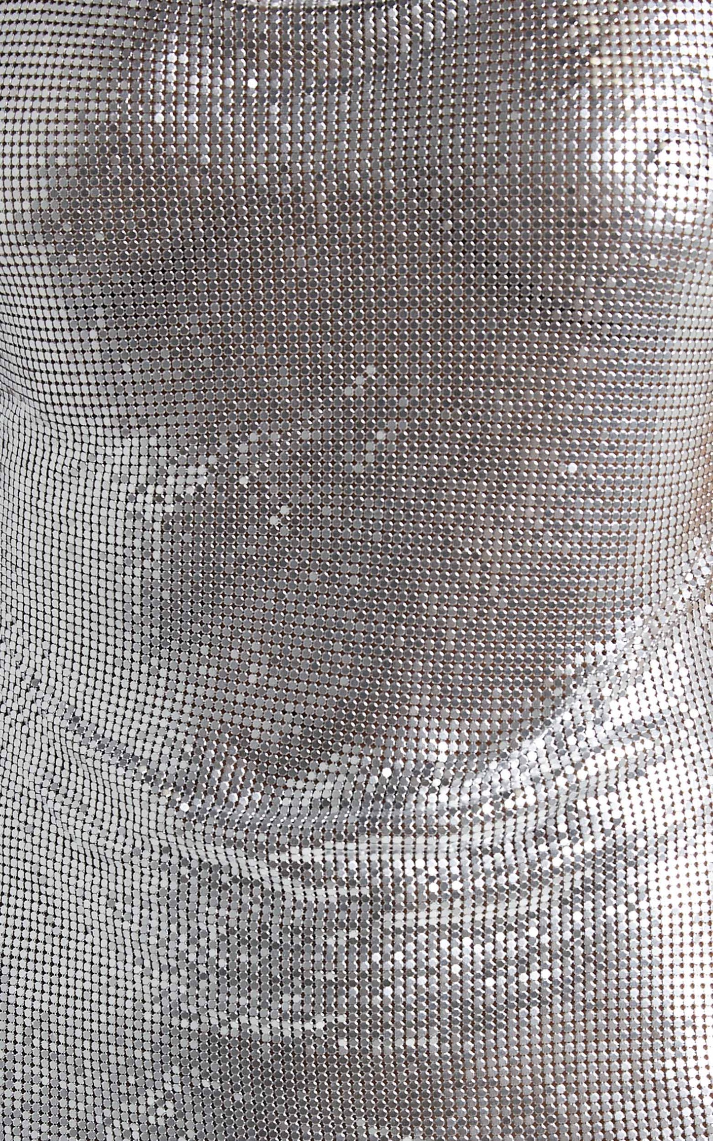 Greyzee Cowl Neck Fringed Hem Mesh Mini Dress in Silver