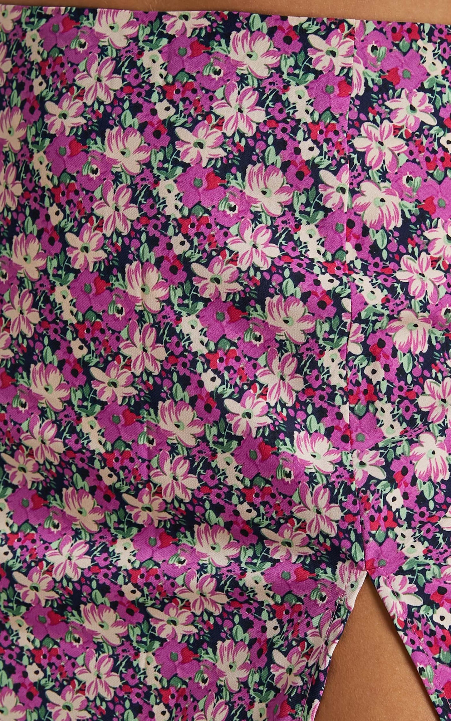 Alleine Puff Sleeve Crop Top and Split Midi Skirt Two Piece Set in Purple Floral