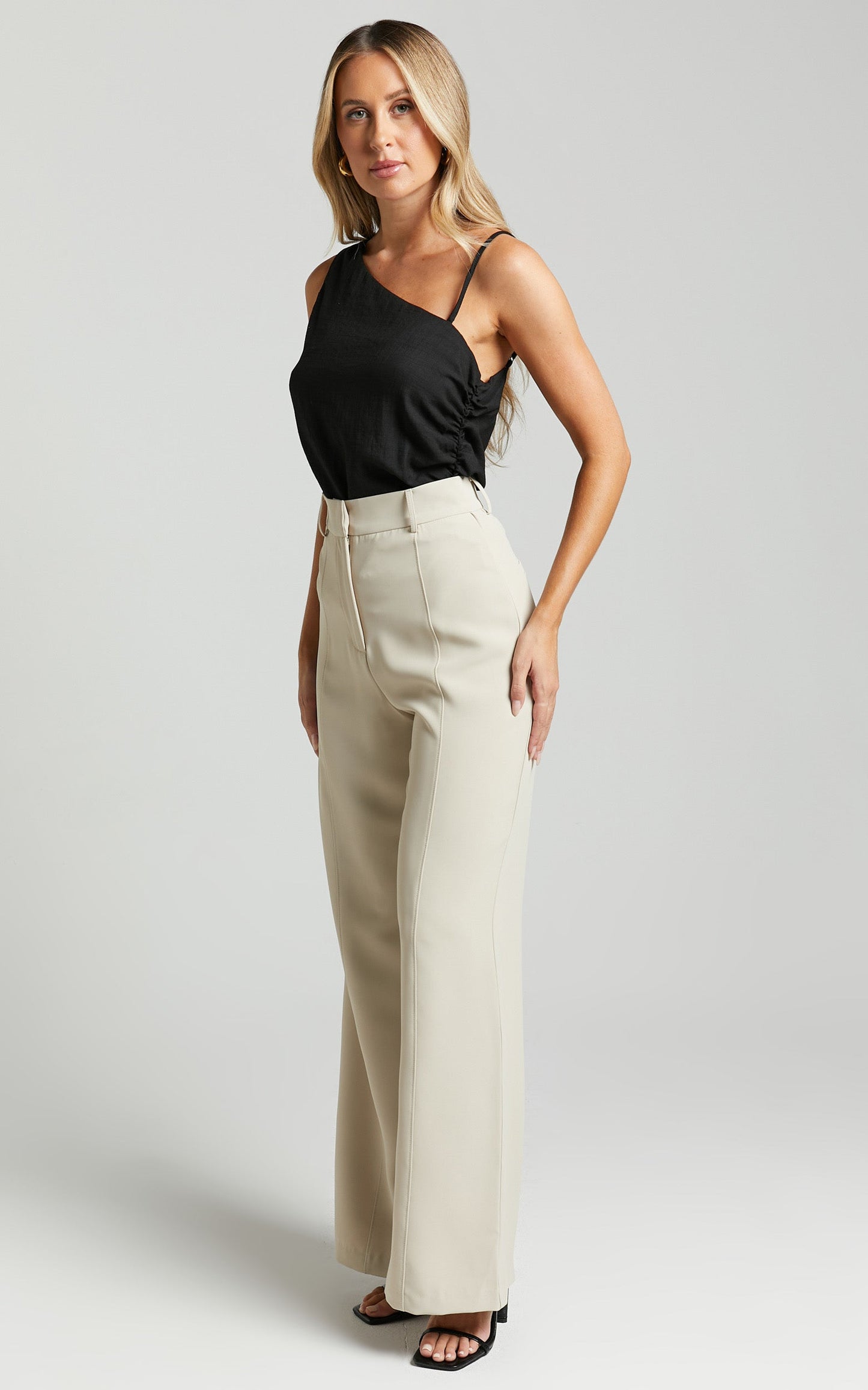 Allyson Pant - Tailored High Waist Straight Leg in Stone