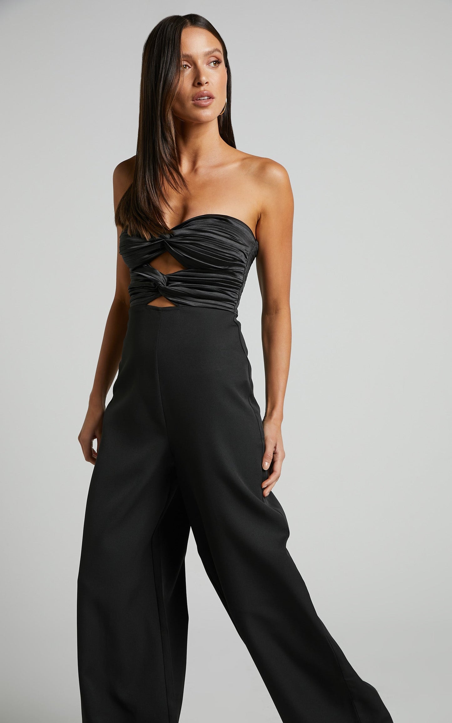 Almaeh Jumpsuit - Twist Front Detail Jumpsuit in Black