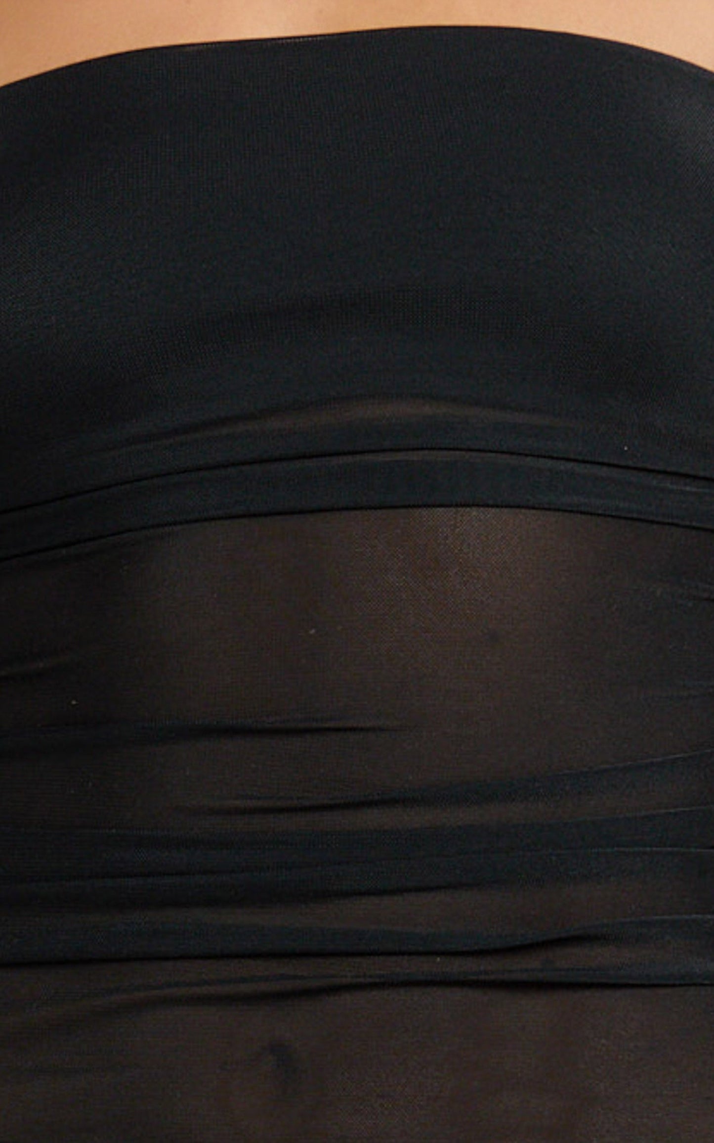 Almarie Midi Dress - Halter Neck Mesh Dress in Black