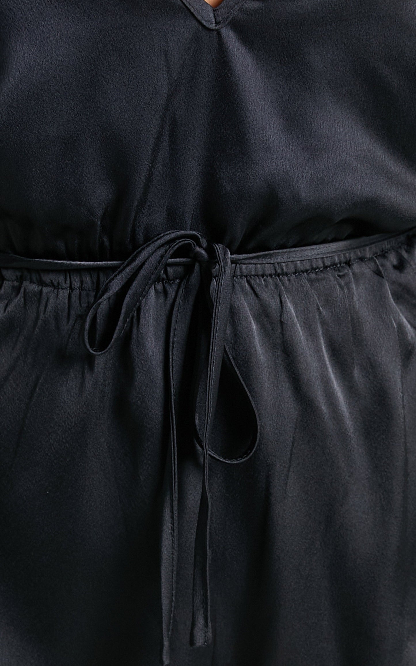 Alohra Romper - Frill Satin Sleep Romper in Black