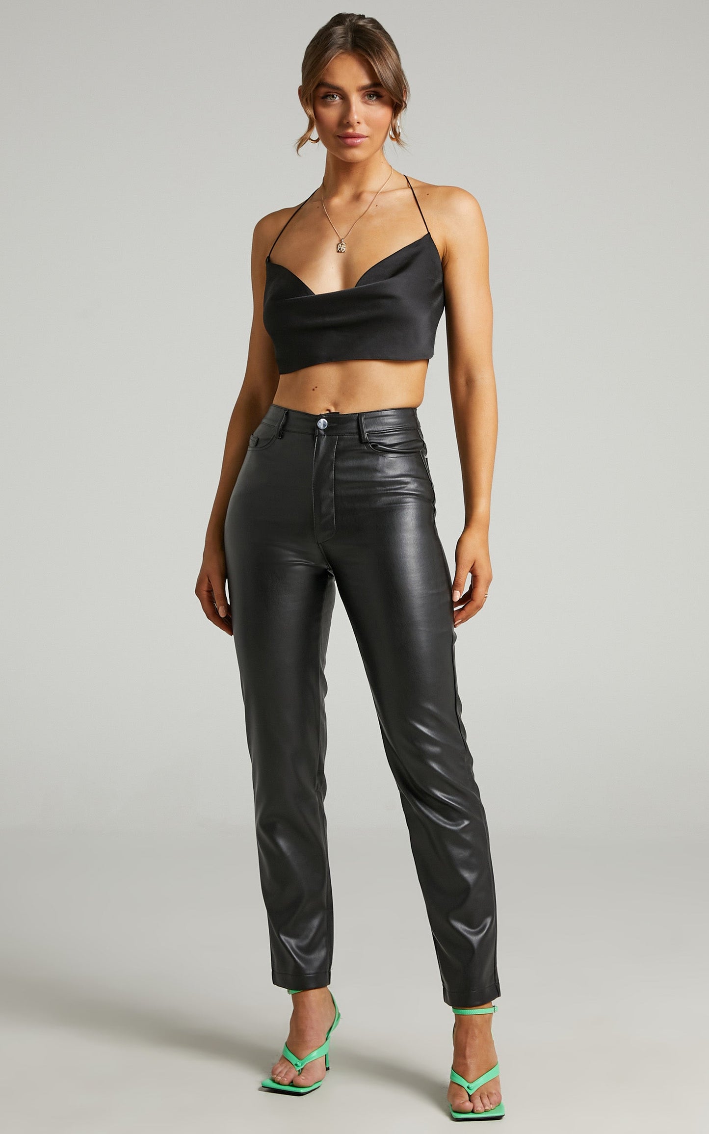 Alvarez Cowl Neck Crop Top in Black