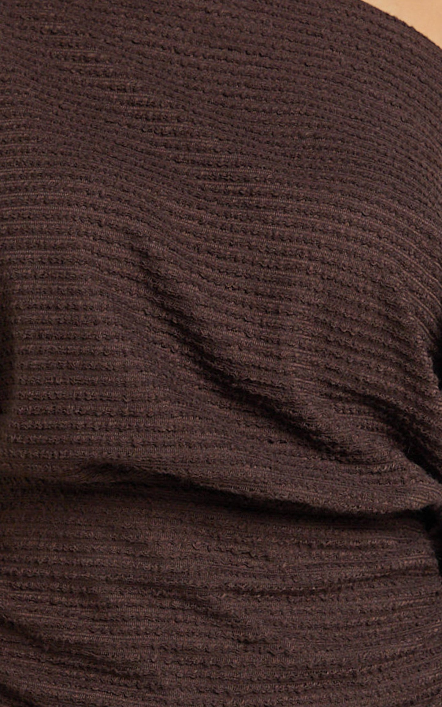 Alyce Mini Dress - Long Sleeve One Shoulder Dress in Chocolate