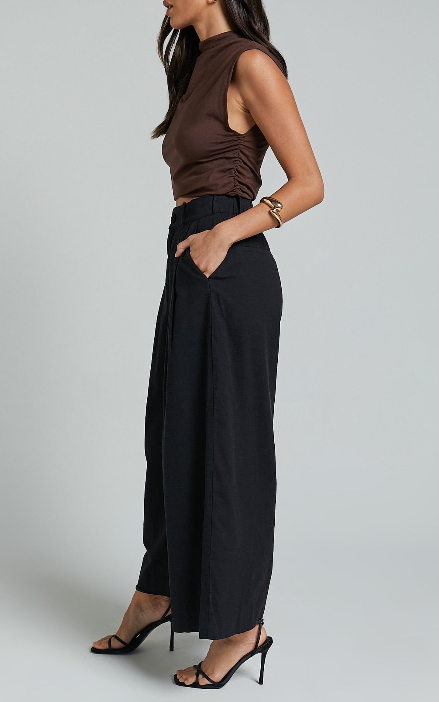 Alyssum Pants - High Waisted Wide Leg Pants in Black