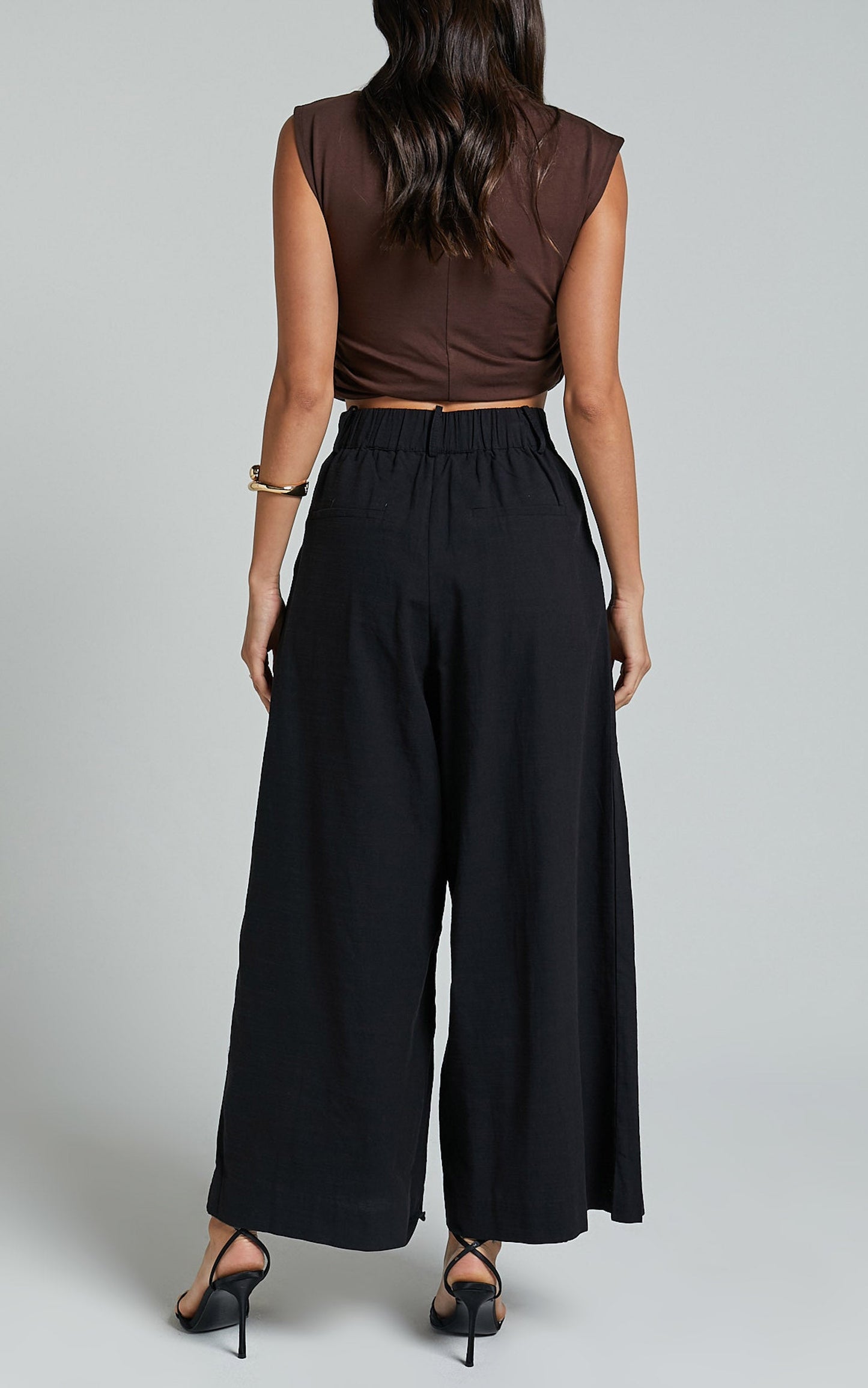 Alyssum Pants - High Waisted Wide Leg Pants in Black