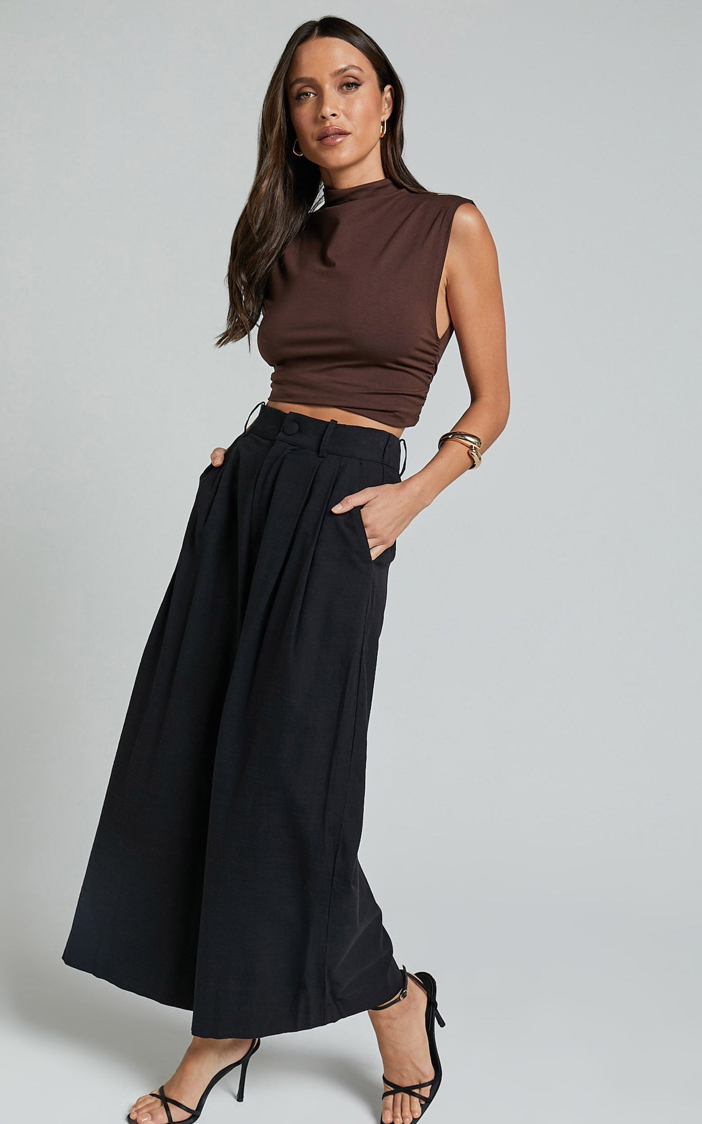 Alyssum Pants - High Waisted Wide Leg Pants in Black