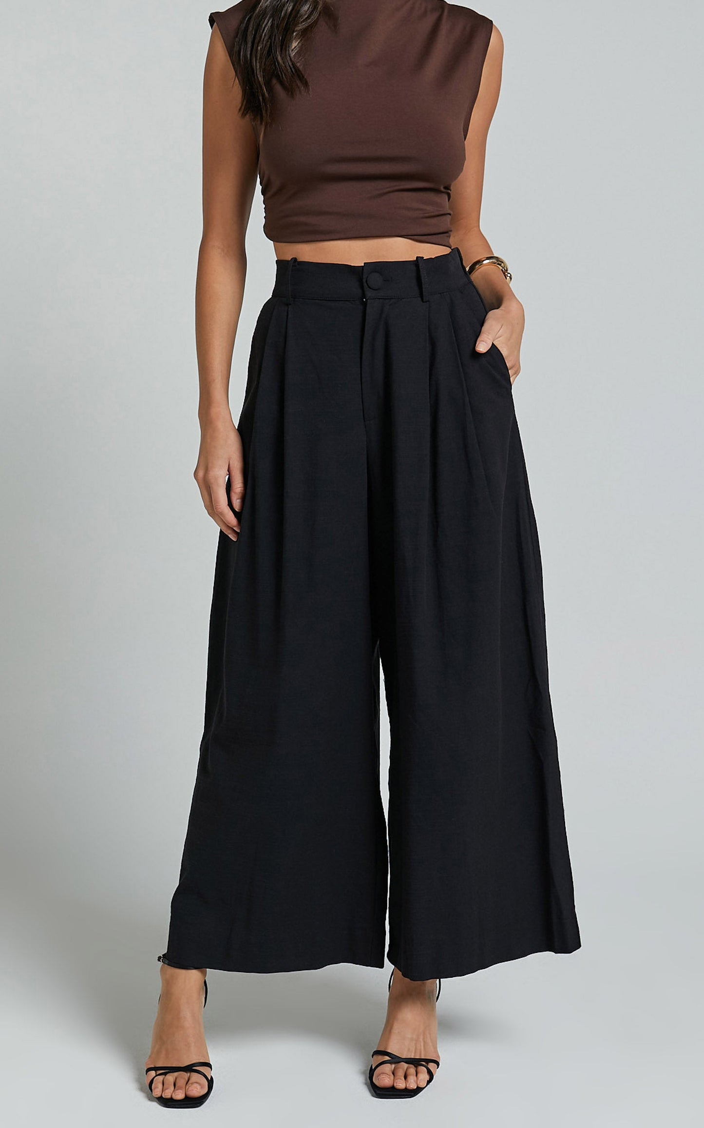 Alyssum Pants - High Waisted Wide Leg Pants in Black