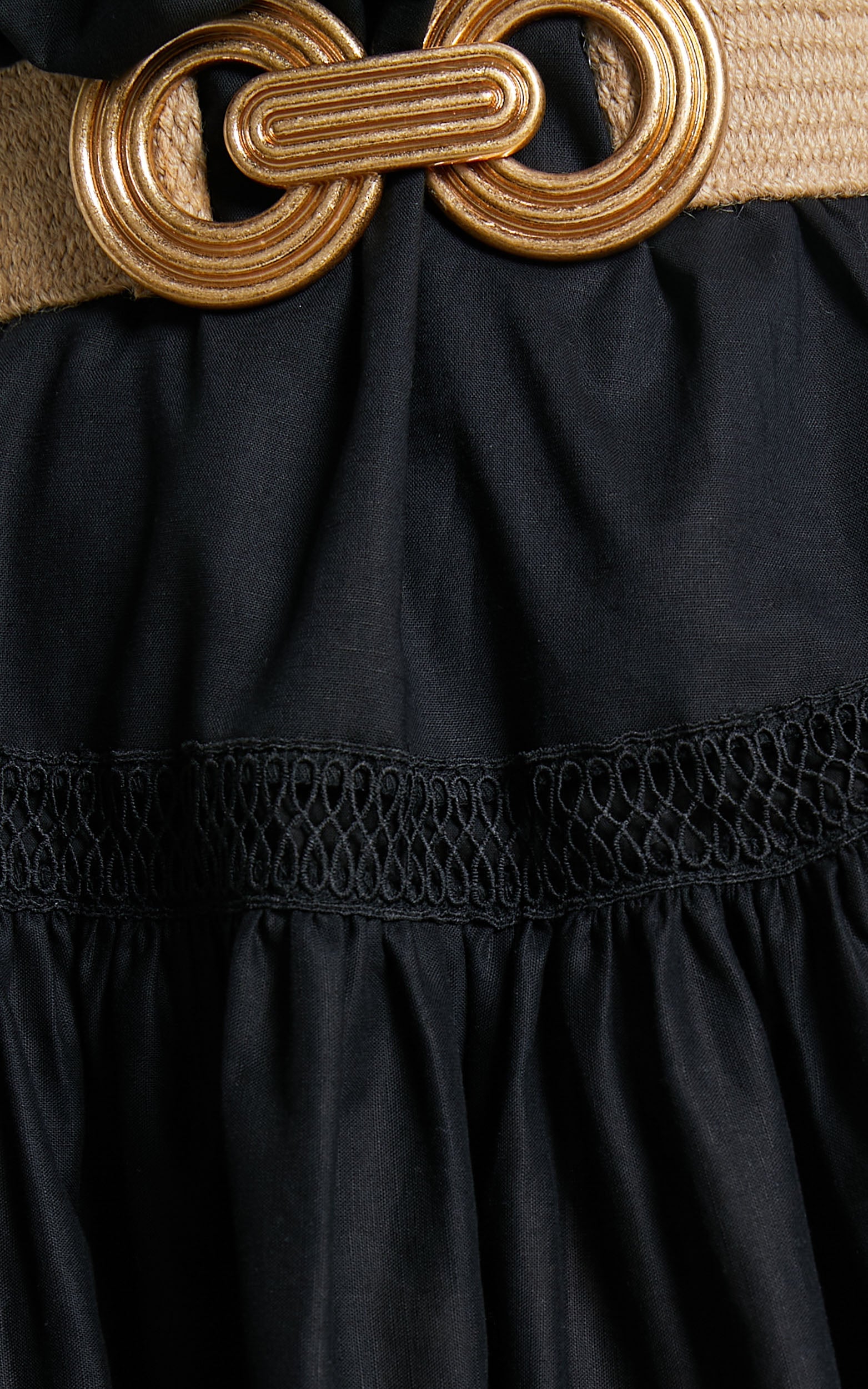 Amalie The Label - Aimi Linen Blend One Shoulder Puff Sleeve Mini Dress in Black