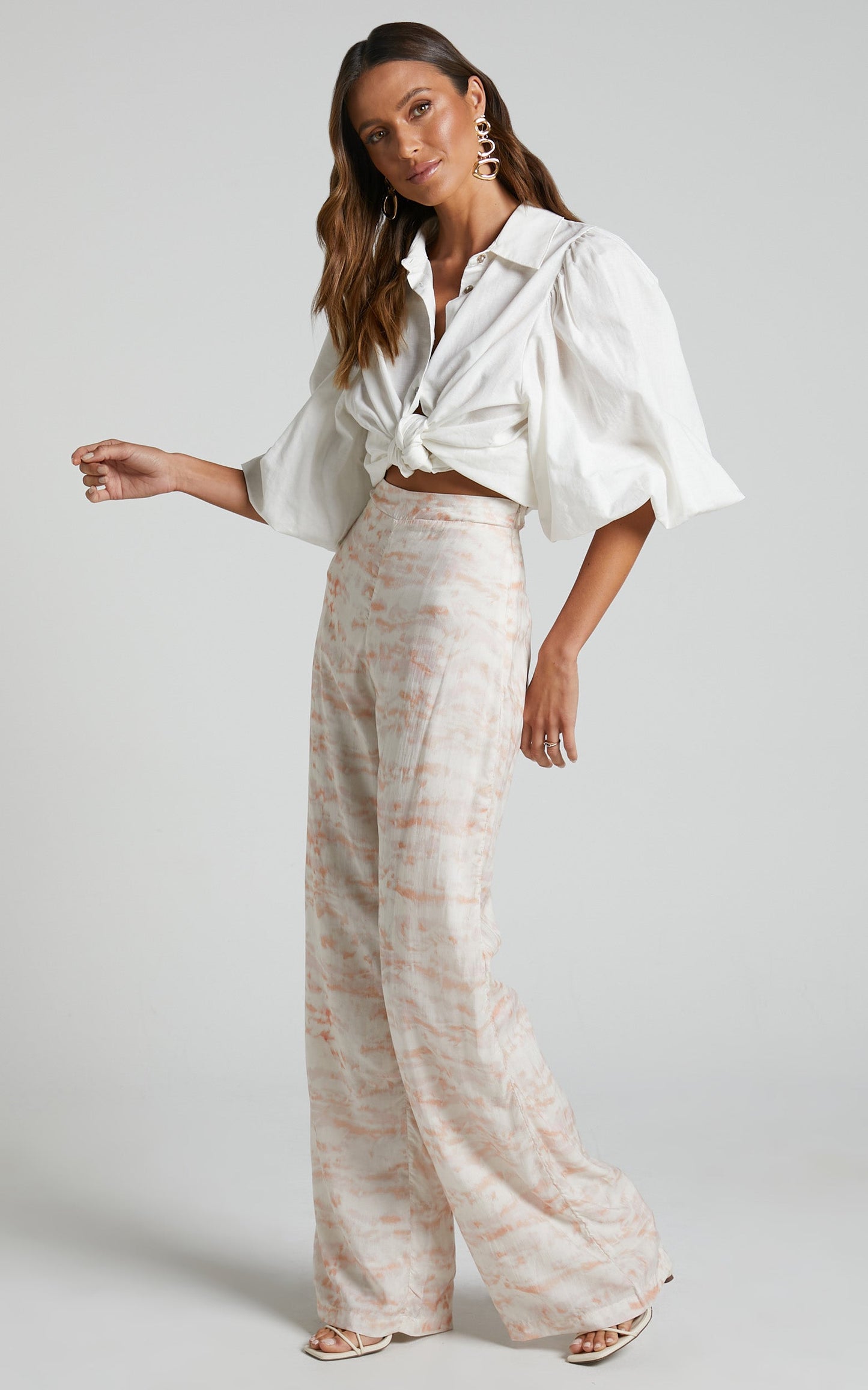 Amalie The Label - Aladene Linen Look Blend High Waisted Wide Leg Pants in Harlem Print