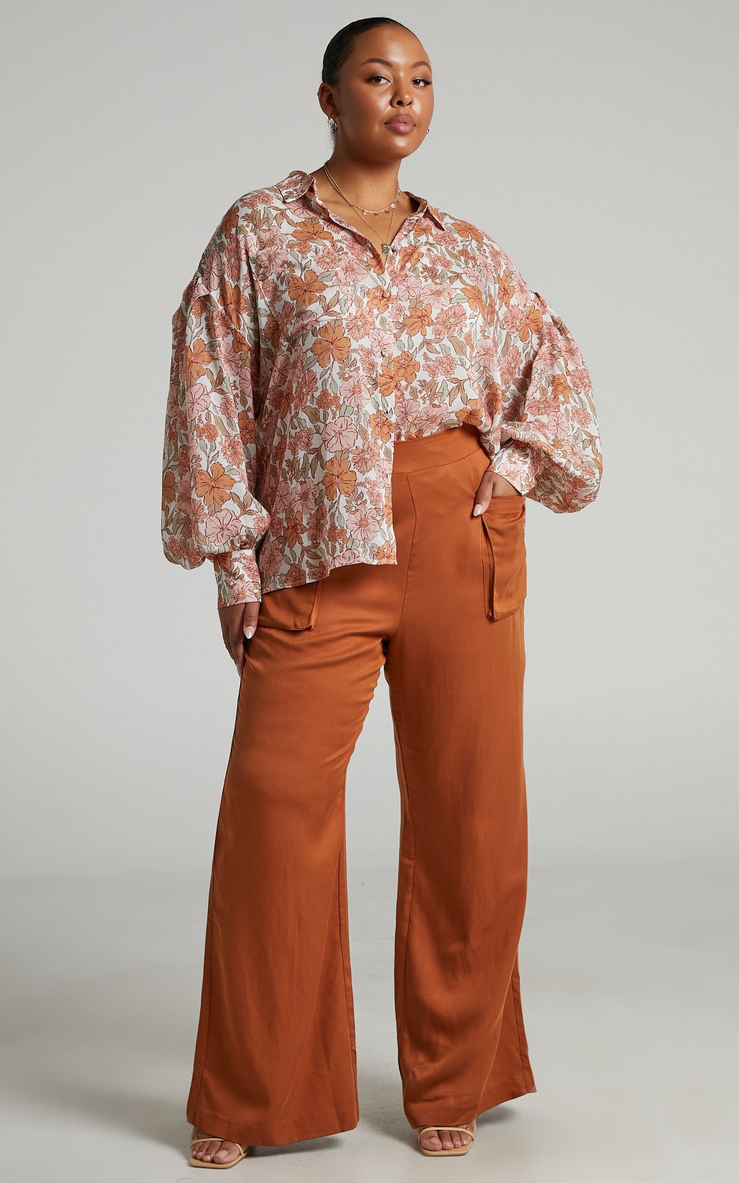 Amalie The Label - Azariah Balloon Sleeve Button Up Shirt in Wildflower Floral