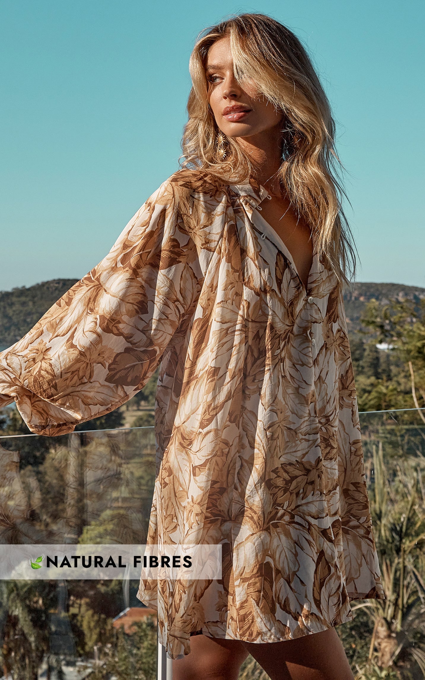 Amalie The Label - Dorothea Balloon Long Sleeve Shirt Dress in Frieja Print