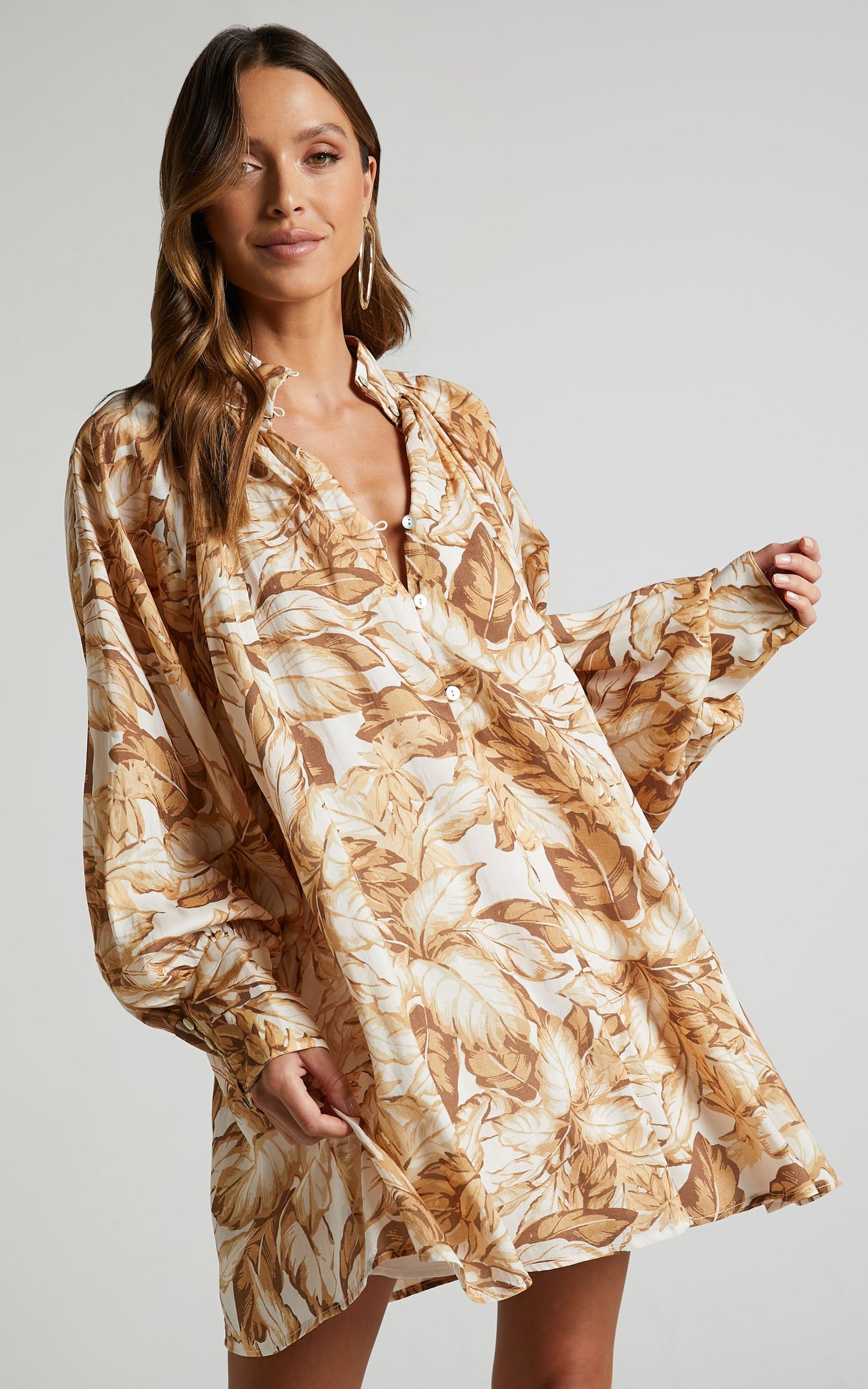 Amalie The Label - Dorothea Balloon Long Sleeve Shirt Dress in Frieja Print