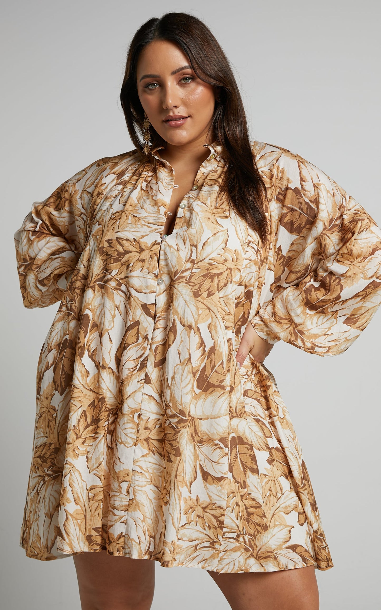 Amalie The Label - Dorothea Balloon Long Sleeve Shirt Dress in Frieja Print