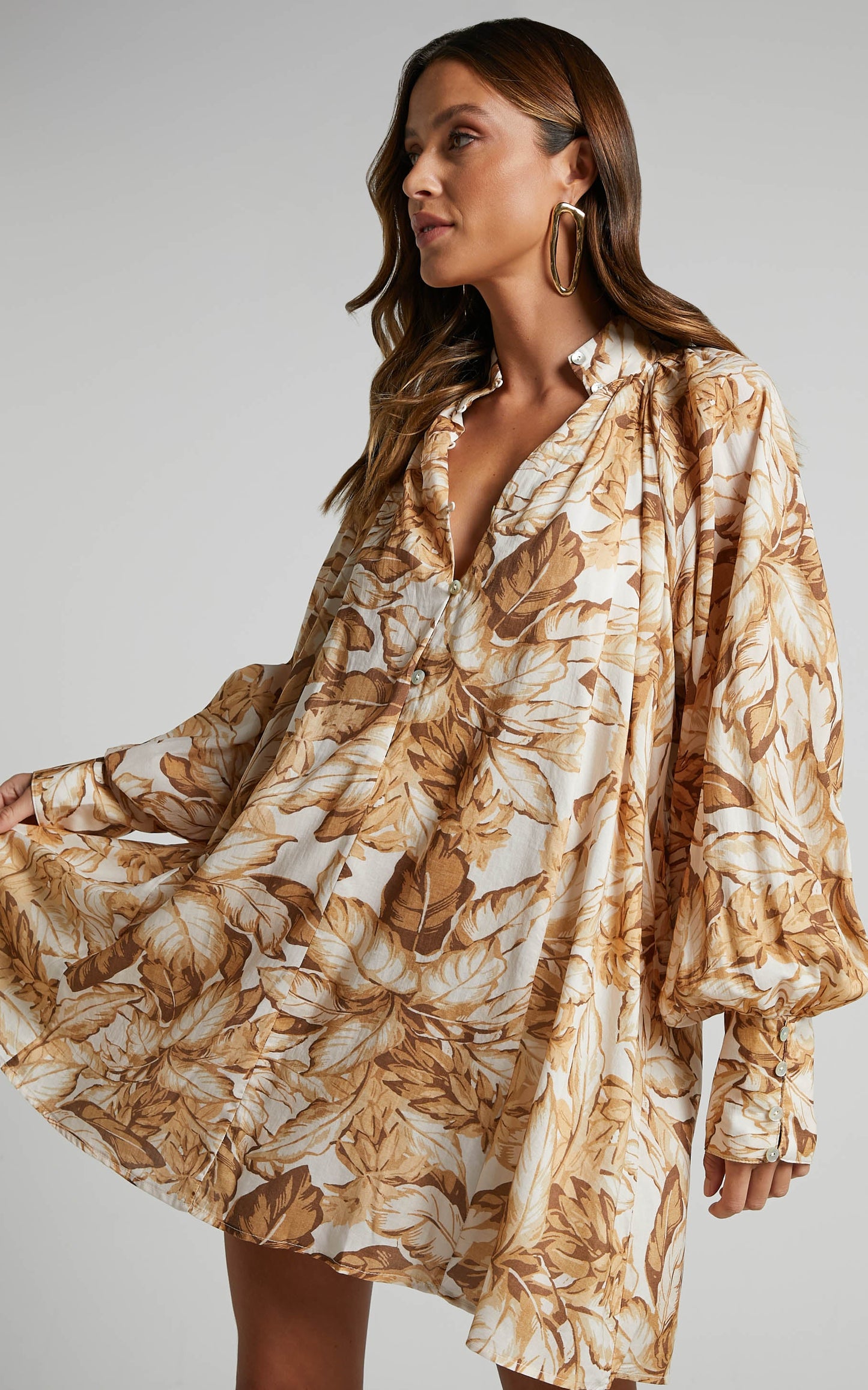 Amalie The Label - Dorothea Balloon Long Sleeve Shirt Dress in Frieja Print