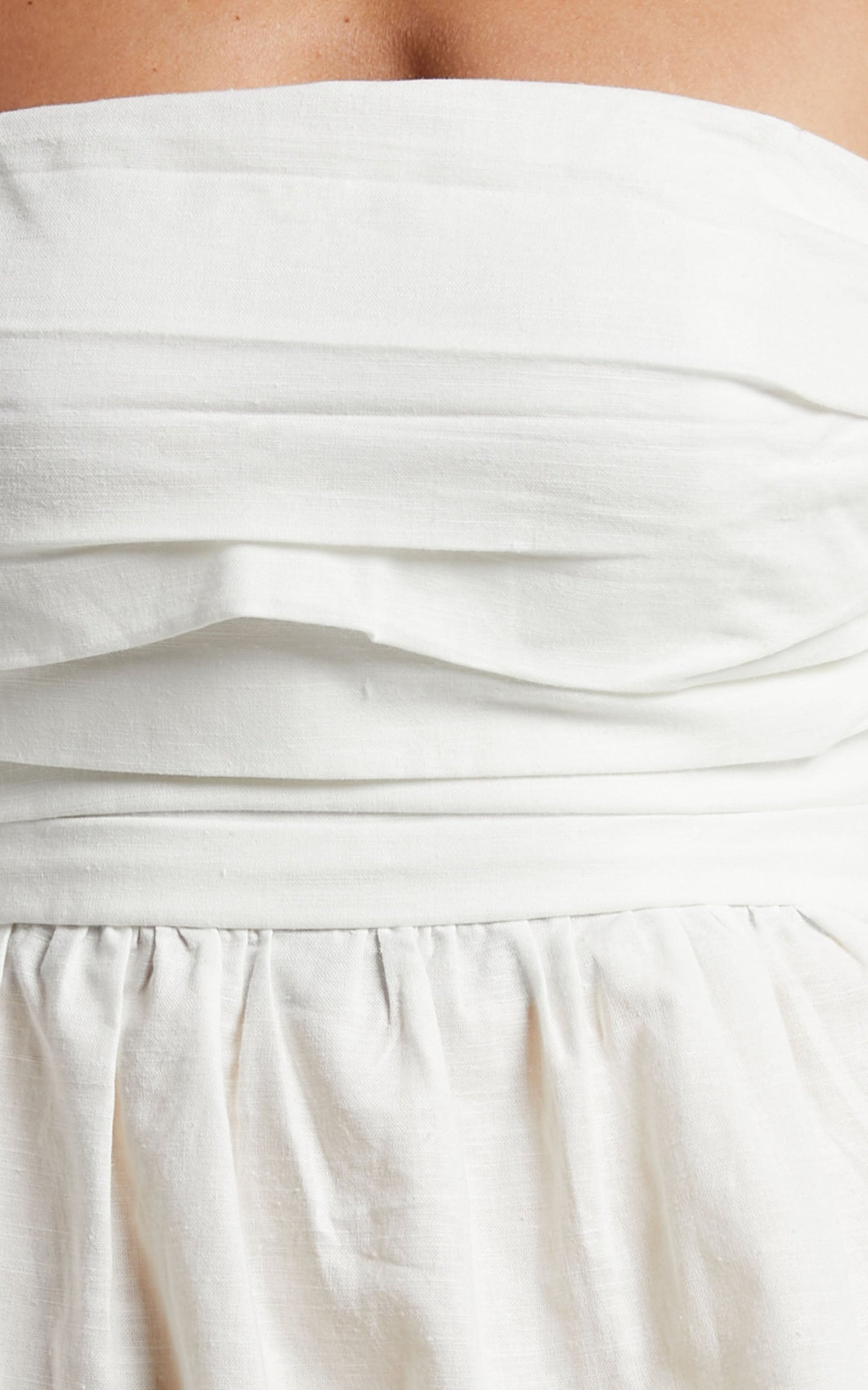 Amalie The Label - Emerita Linen Blend Off Shoulder Puff Sleeve Top in Warm White