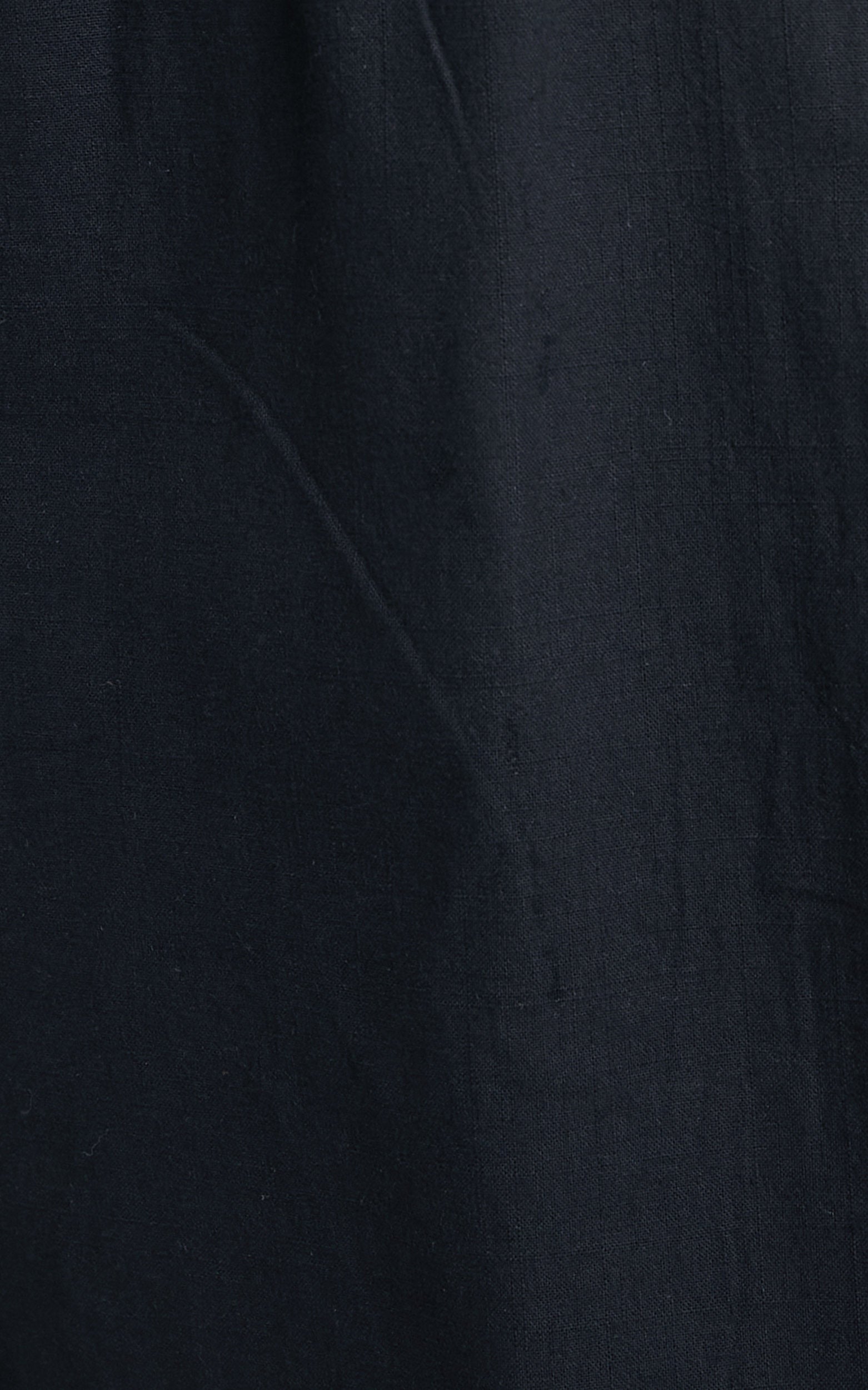 Amalie The Label - Ivy Linen Blend Cotton Cut Out Waist Tie Back Side Split Midi Dress in Black