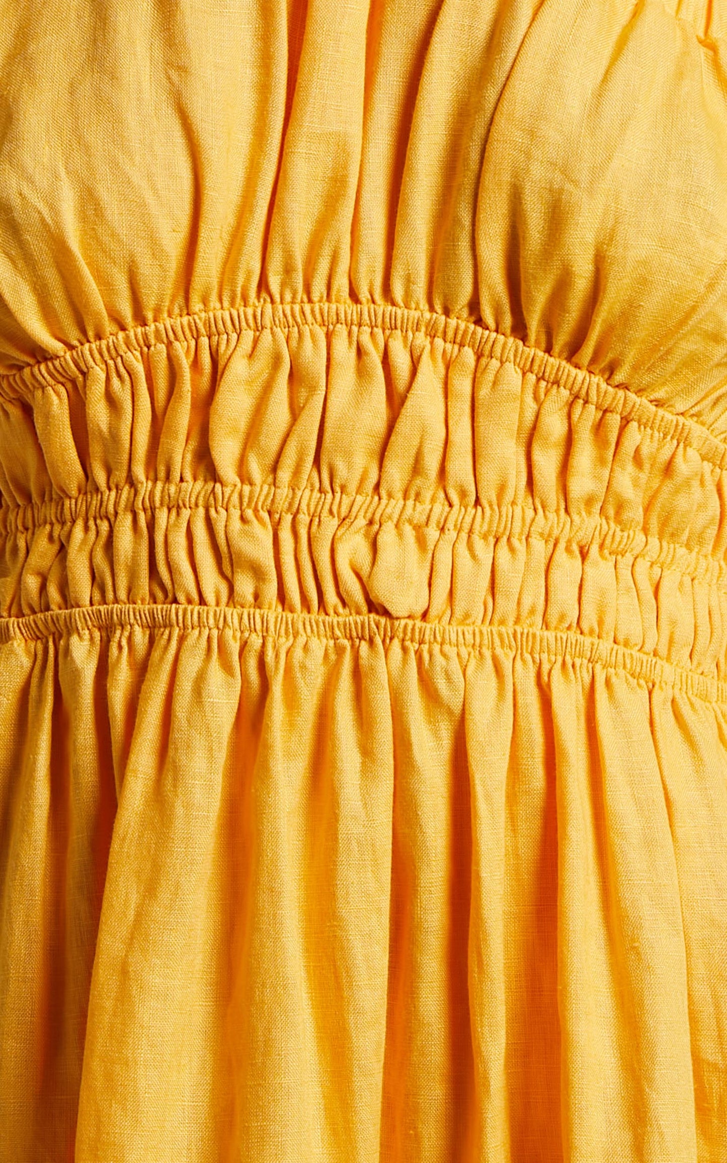 Amalie The Label - Khaila Linen One Shoulder Gathered Waist Maxi Linen Dress in Mango