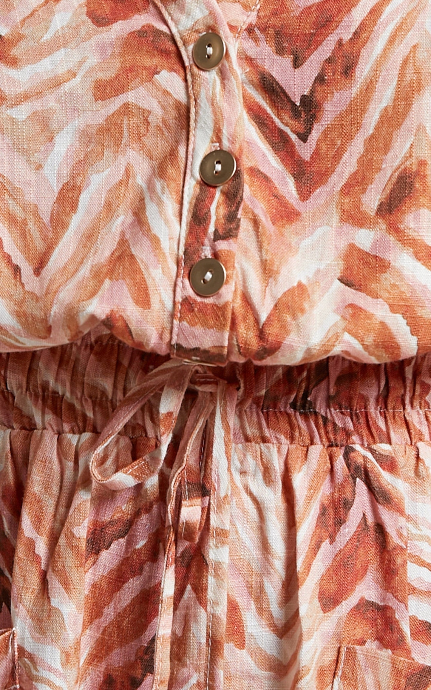 Amalie The Label - Lotte Linen Blend Long Sleeve Playsuit in Tonal Zebra