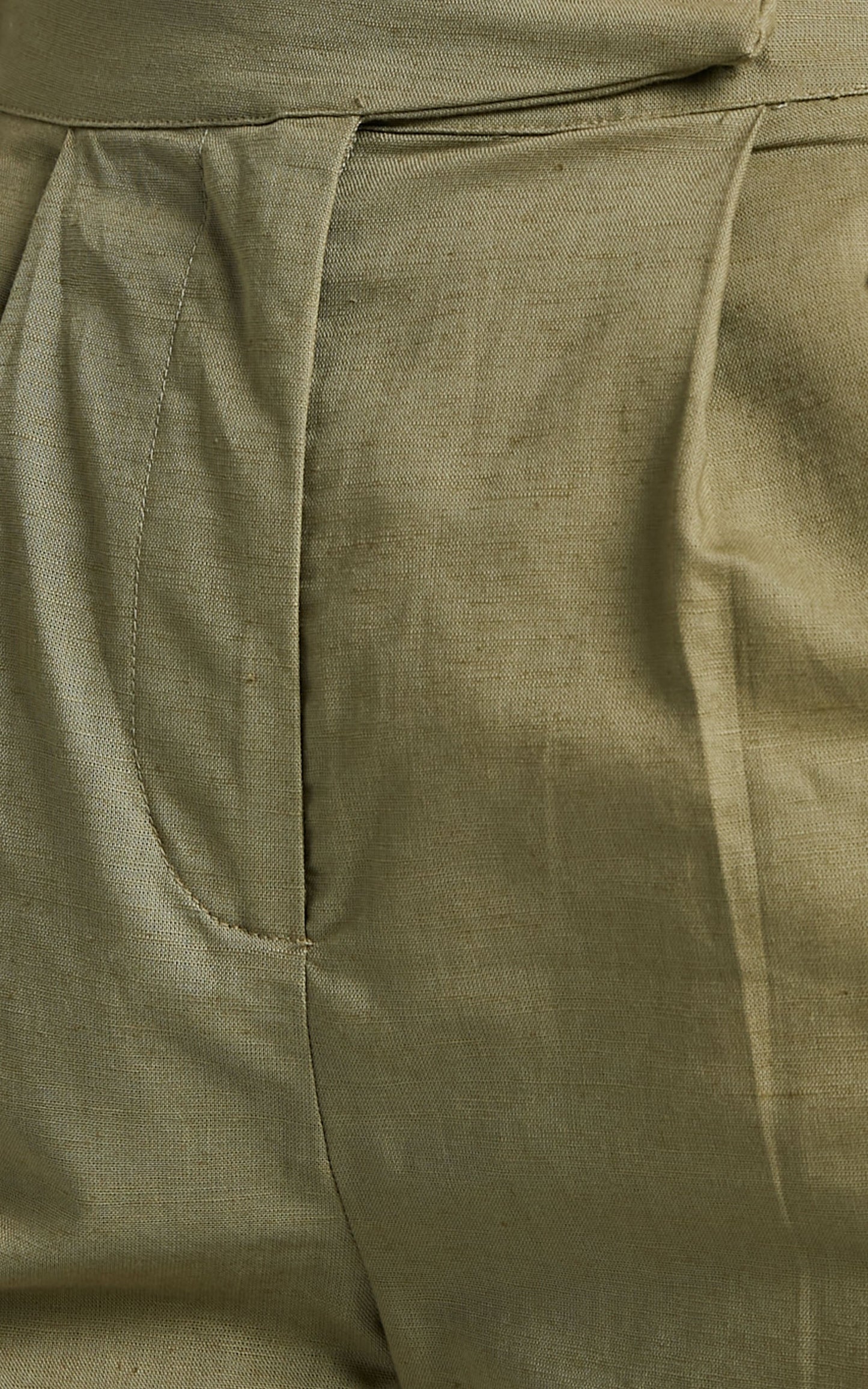 Amalie The Label - Mael Linen Look Blend High Waisted Tapered Pants in Khaki