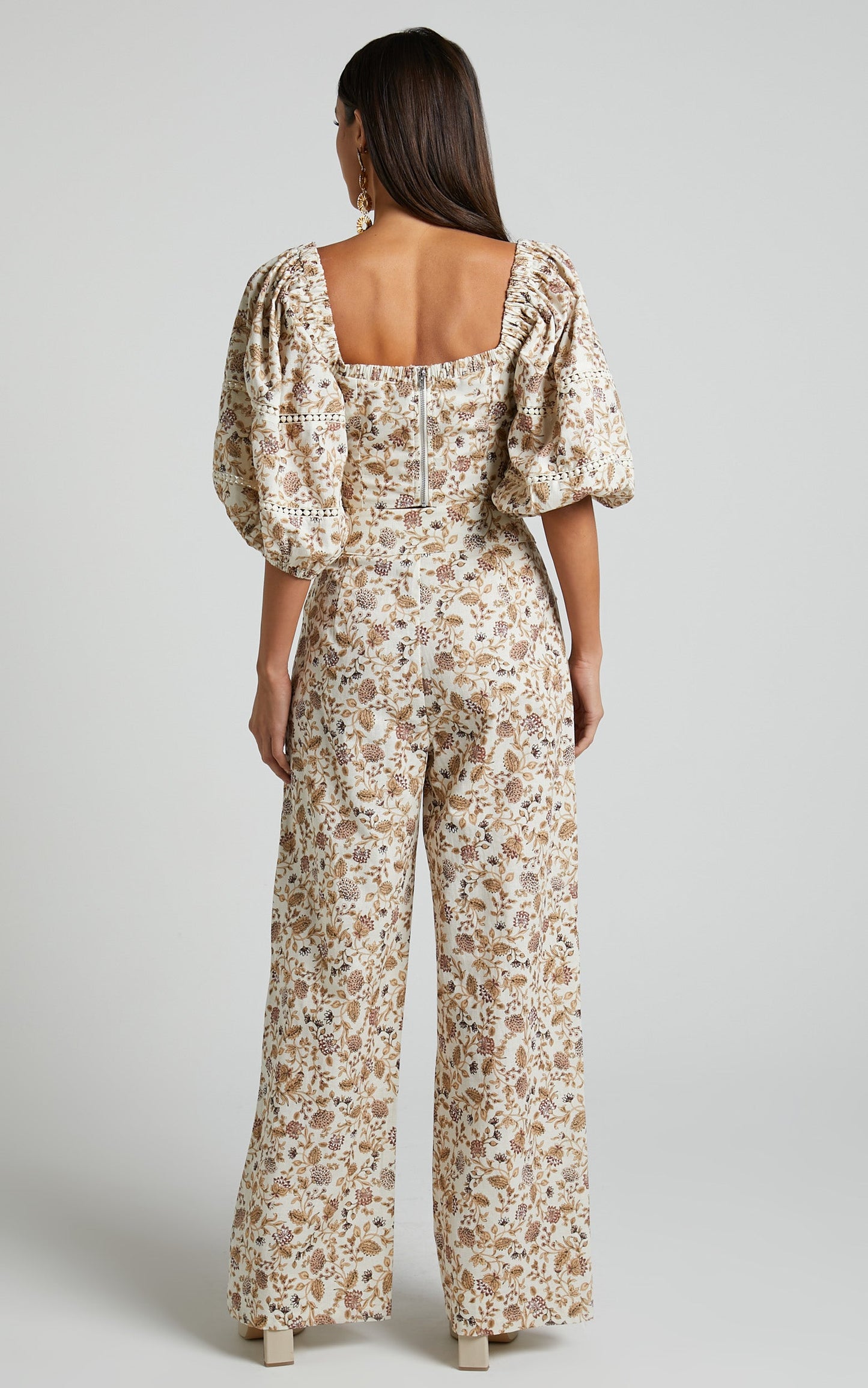 Amalie The Label - Masden Linen Look Blend High Waisted Wide Leg Pants in Maya Floral