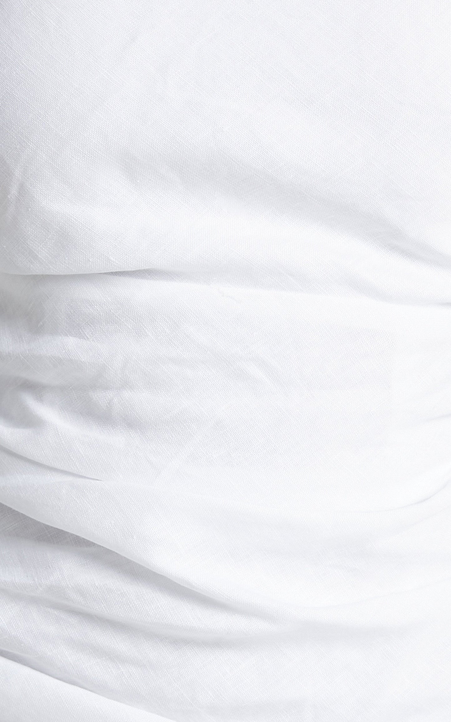 Amalie The Label - Moahlba Linen Ruched Puff Sleeve Open Back Mini Linen Dress in White