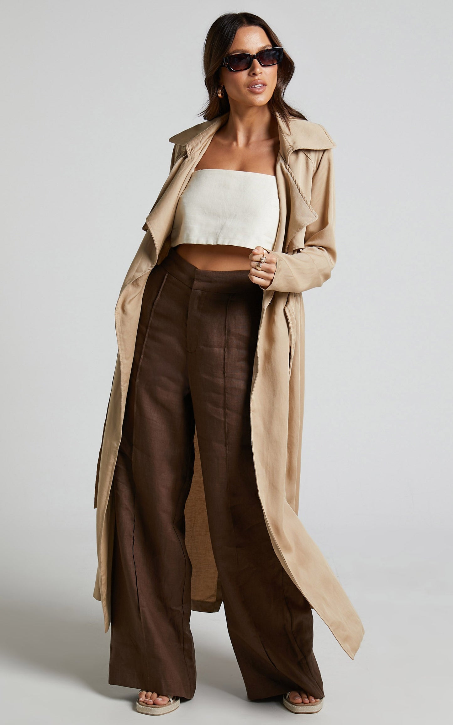 Amalie The Label - Monimonie Linen Look Blend Trench Coat in Natural