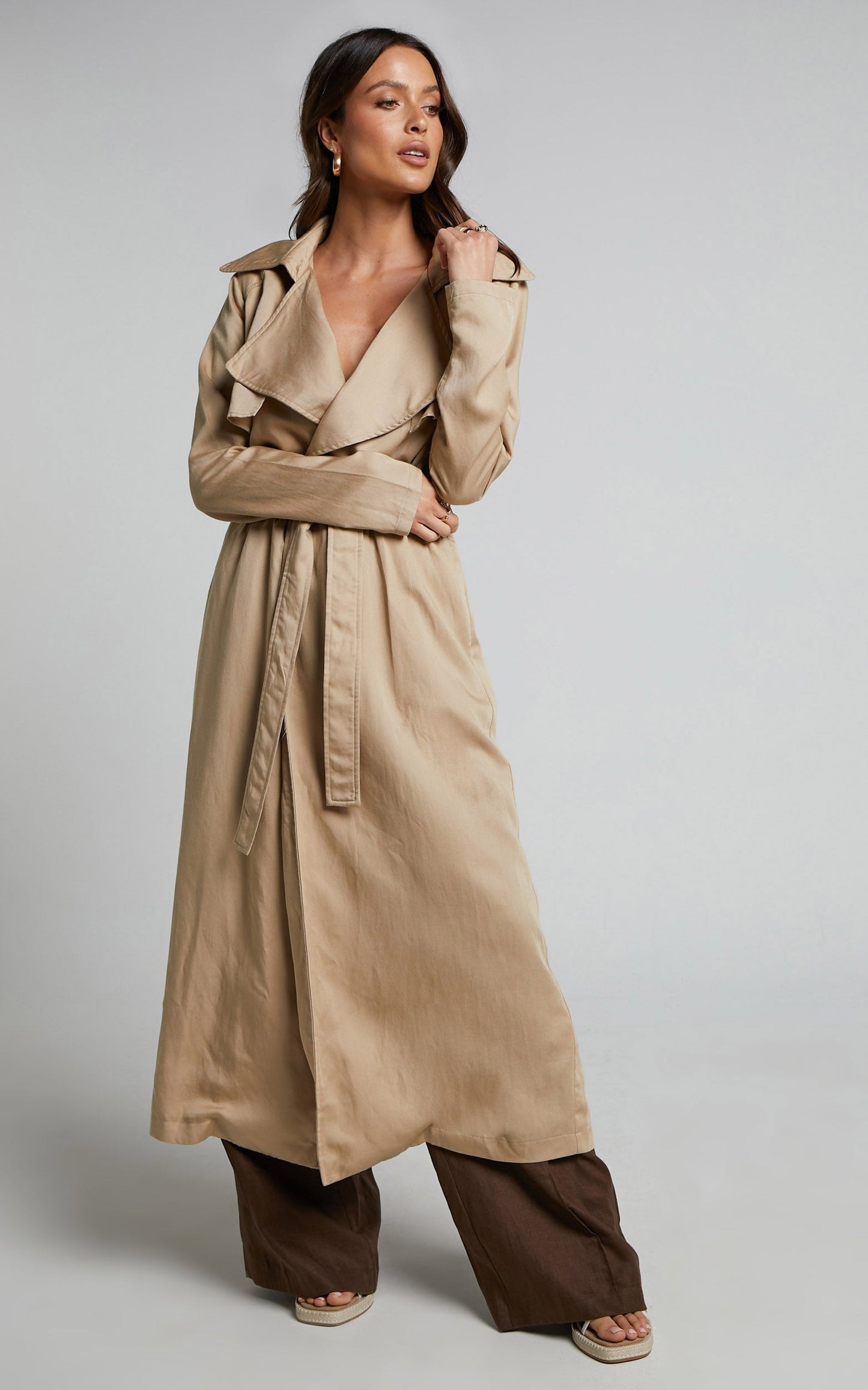 Amalie The Label - Monimonie Linen Look Blend Trench Coat in Natural