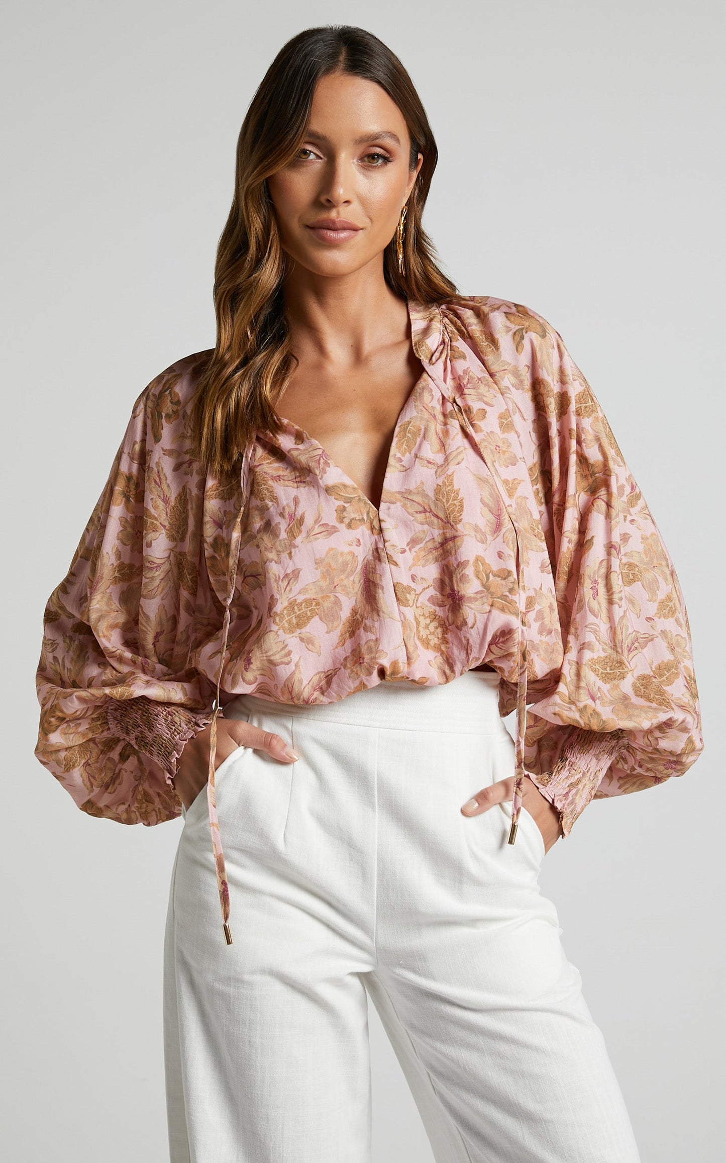 Amalie The Label - Montana Shirred Cuff Long Sleeve Shirt in Vahala Print