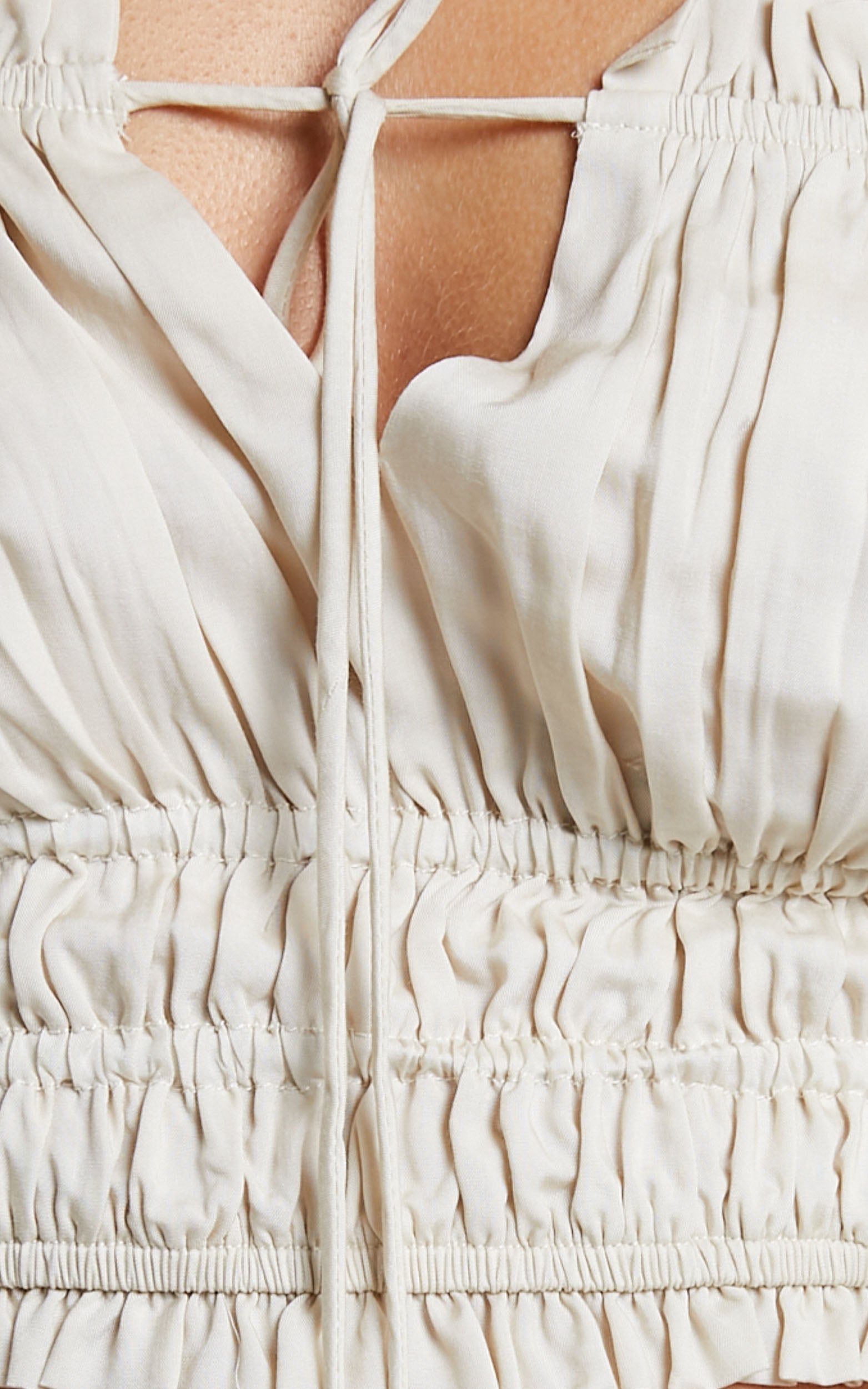Amalie The Label - Xanthe Tiered Ruched Crop Cami in Oat