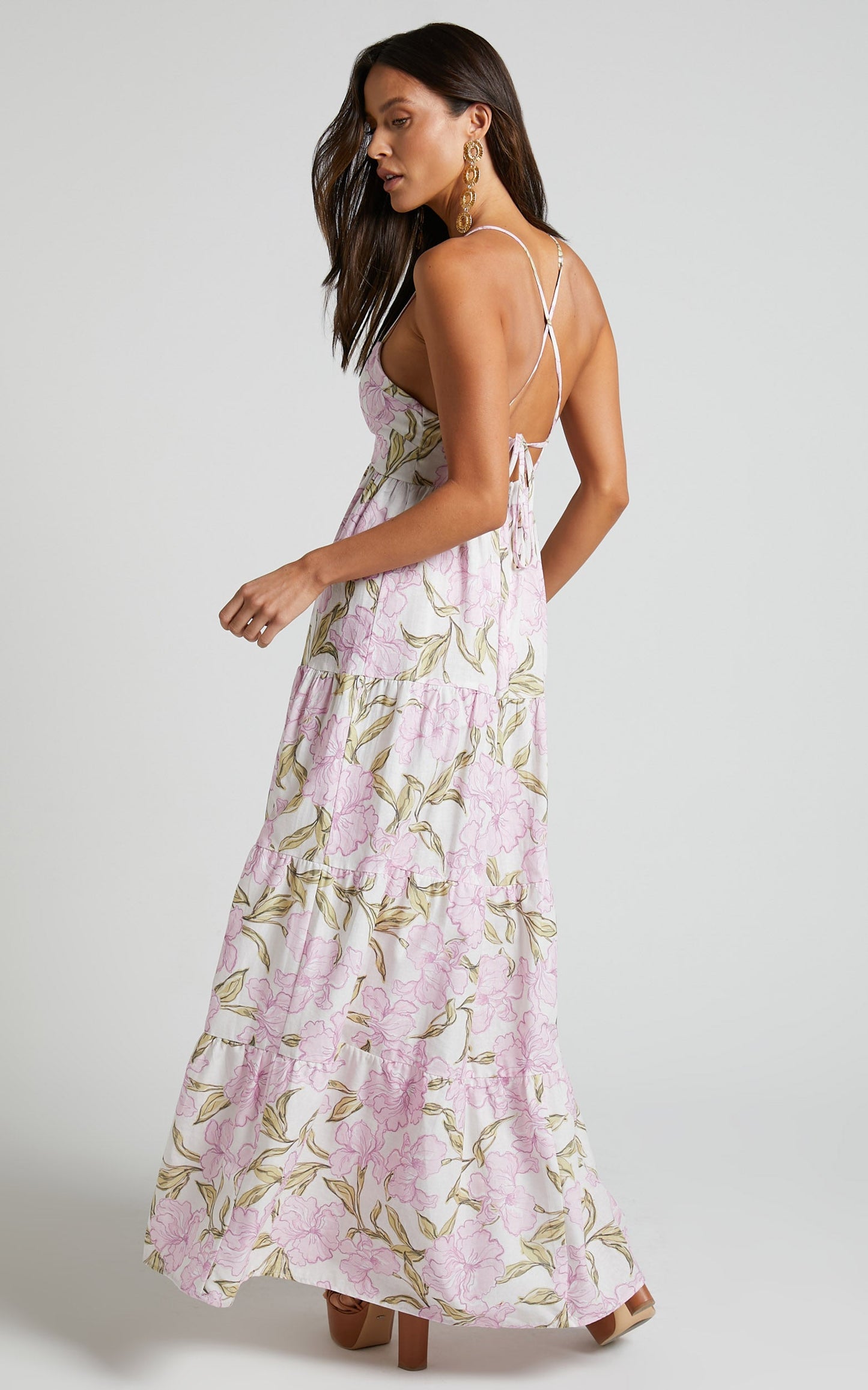 Amalie The Label - Zulu Linen Blend Paneled Bust Midi Dress in Isia Floral