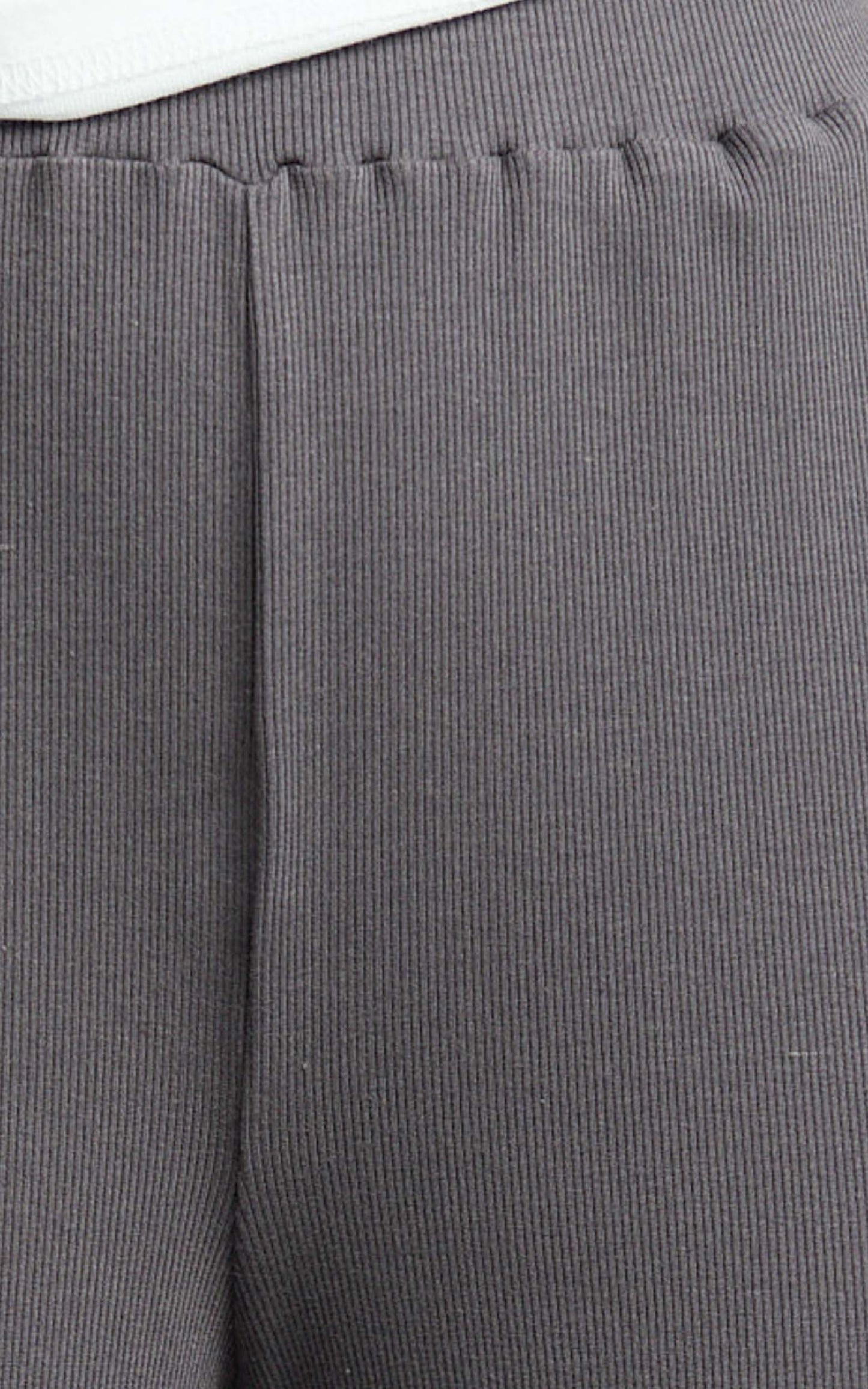 Amalthea Pants - High Waisted Jersey Rib Wide Leg Pants in Charcoal