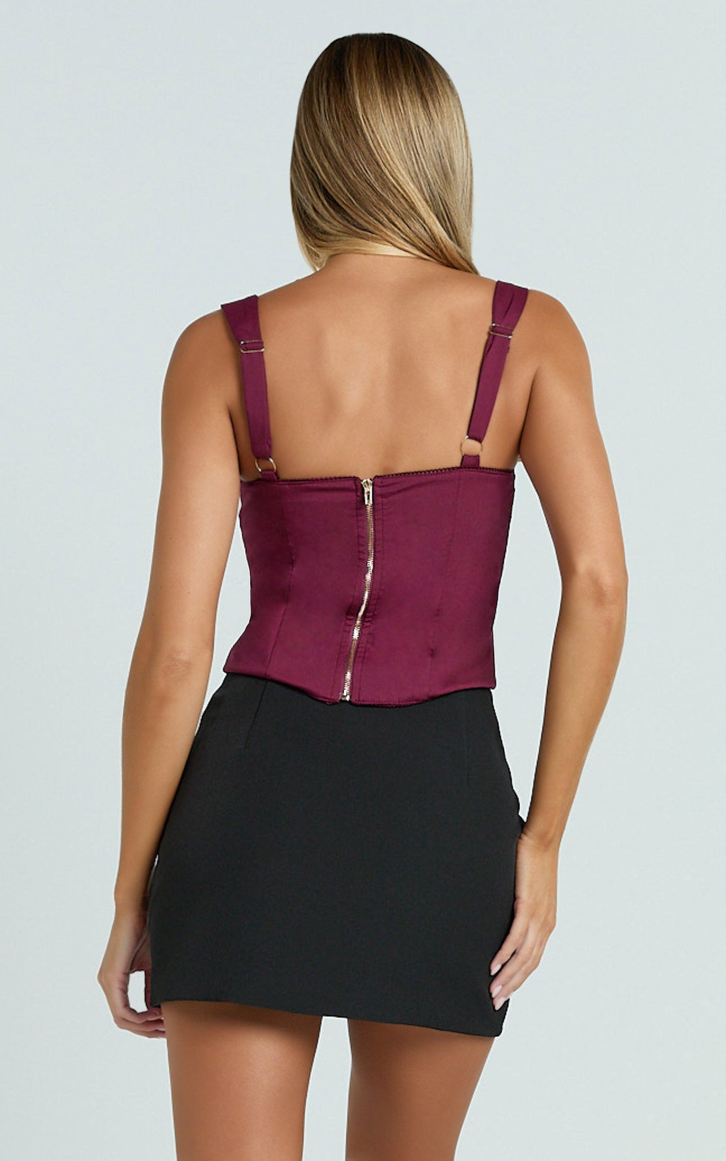 Eloise Top - Straight Neckline Corset Top in Burgundy