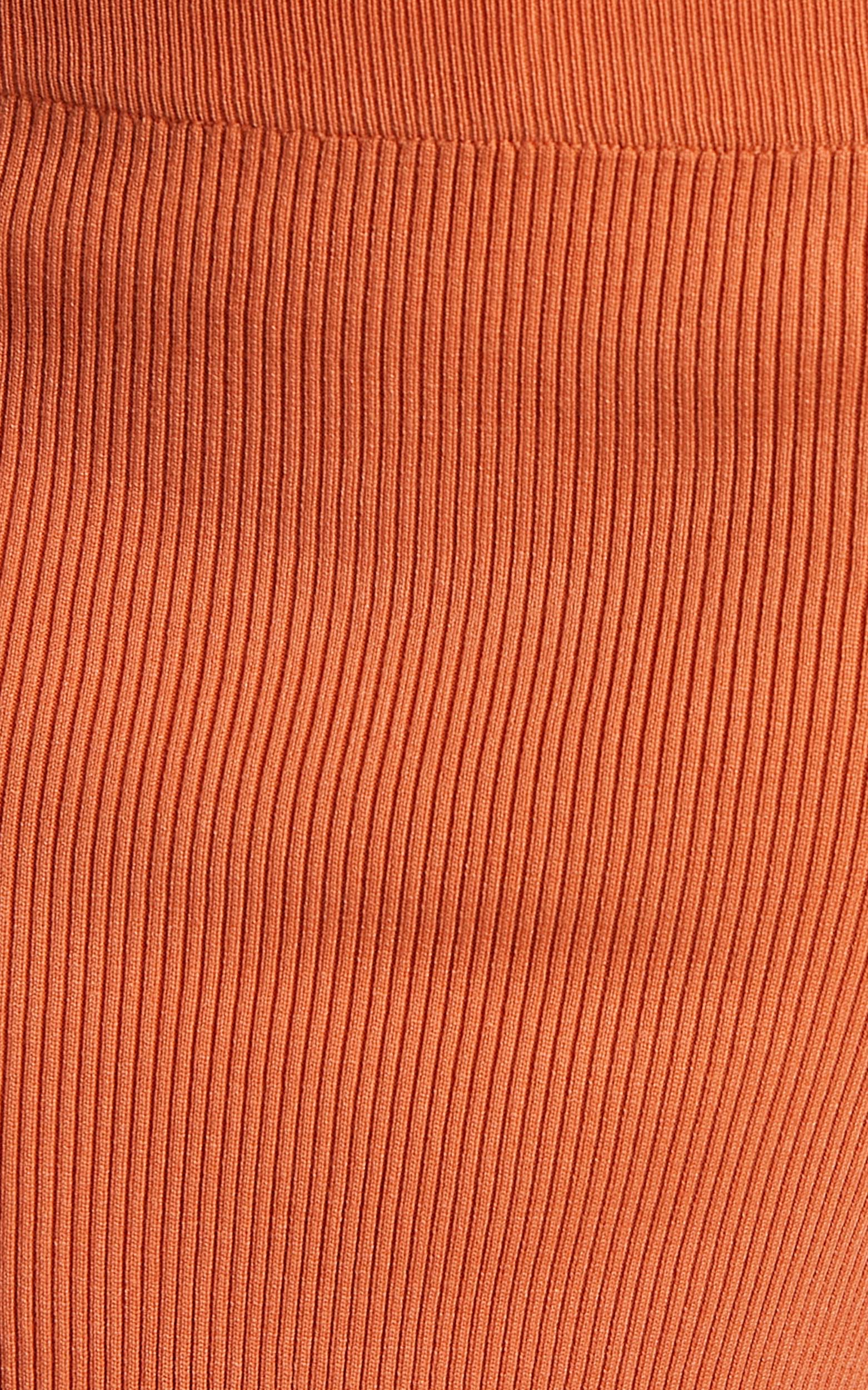 Amara Two Piece Set - Ribbed Tie Back Crop Top and Maxi Skirt in Orange