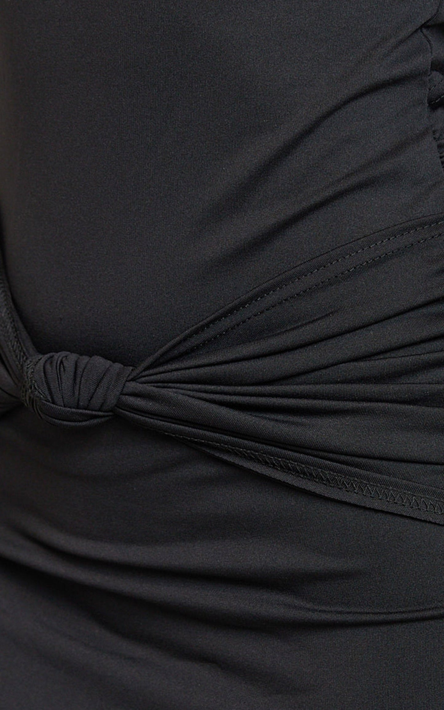 Amelita Midi Dress - Long Sleeve Knot Detail Dress in Black